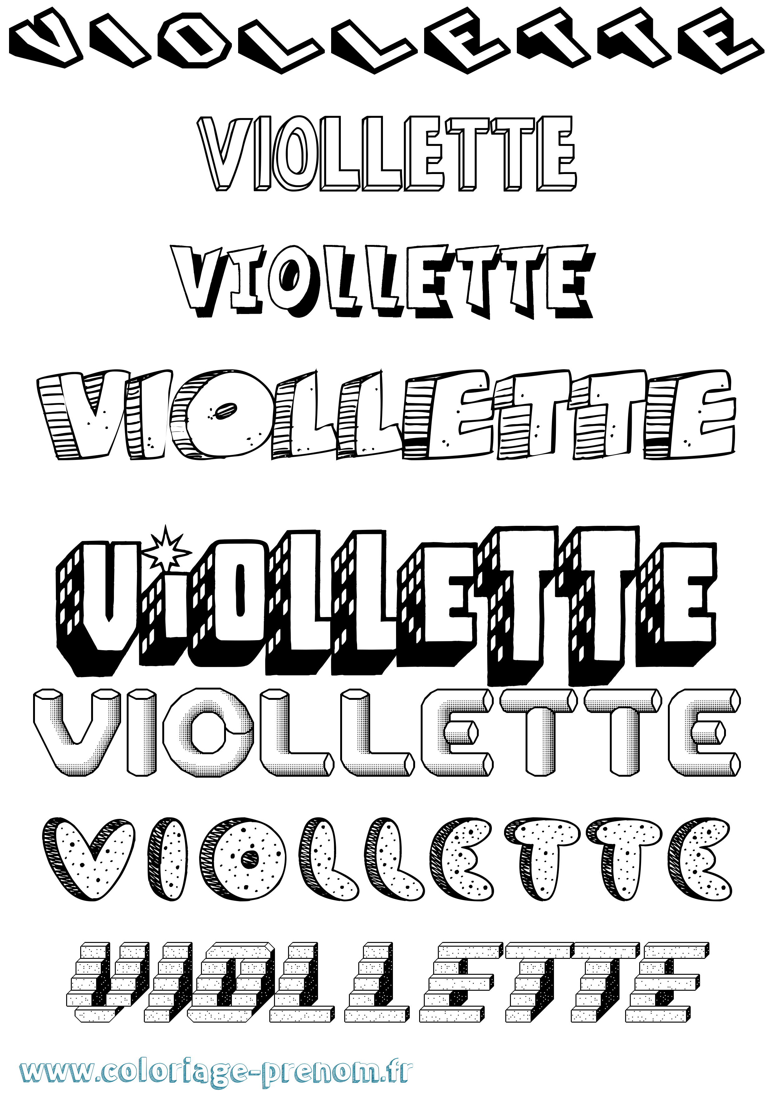 Coloriage Viollette Effet 3D Coloriage prénom Viollette Effet 3D