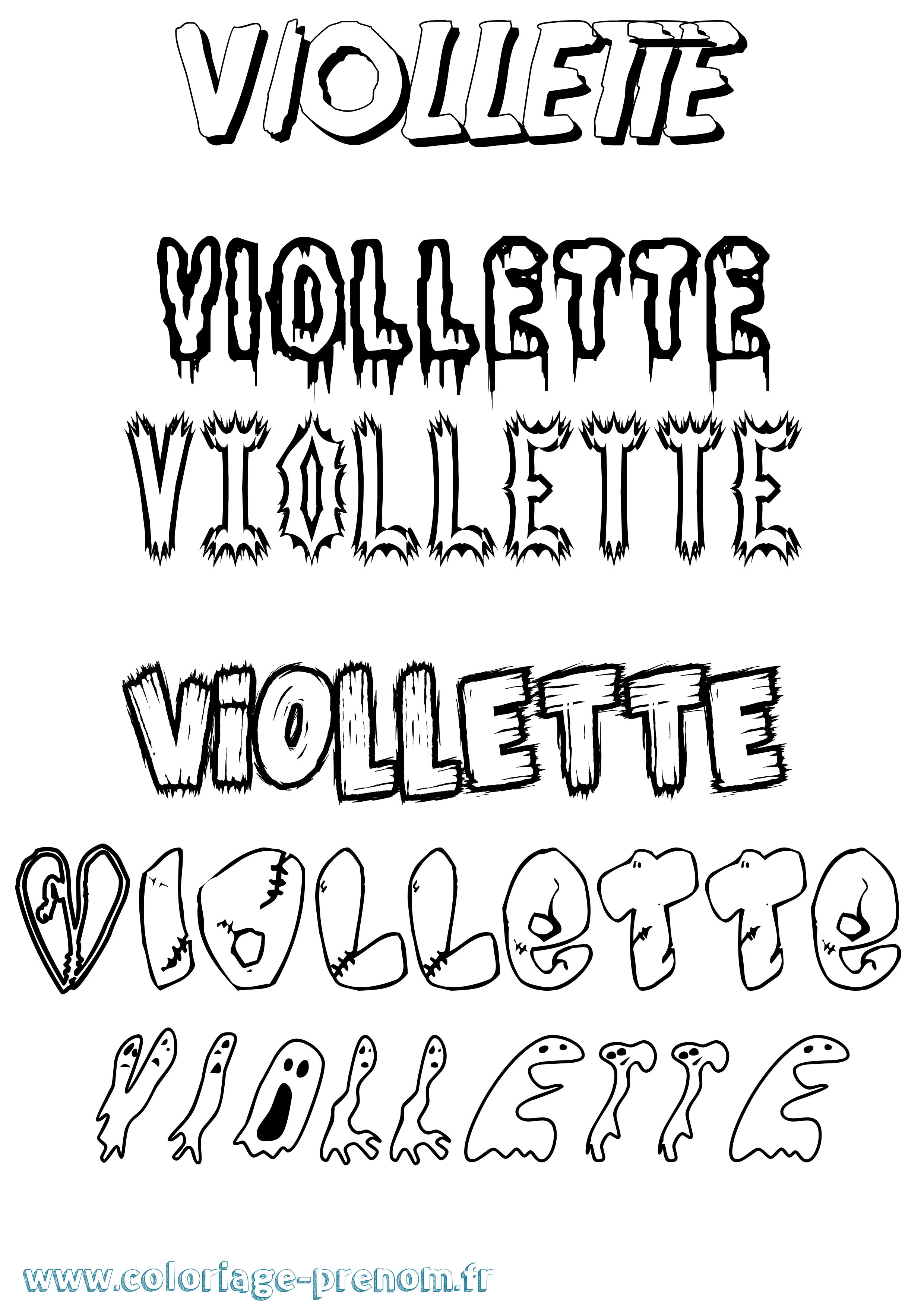 Coloriage prénom Viollette Frisson