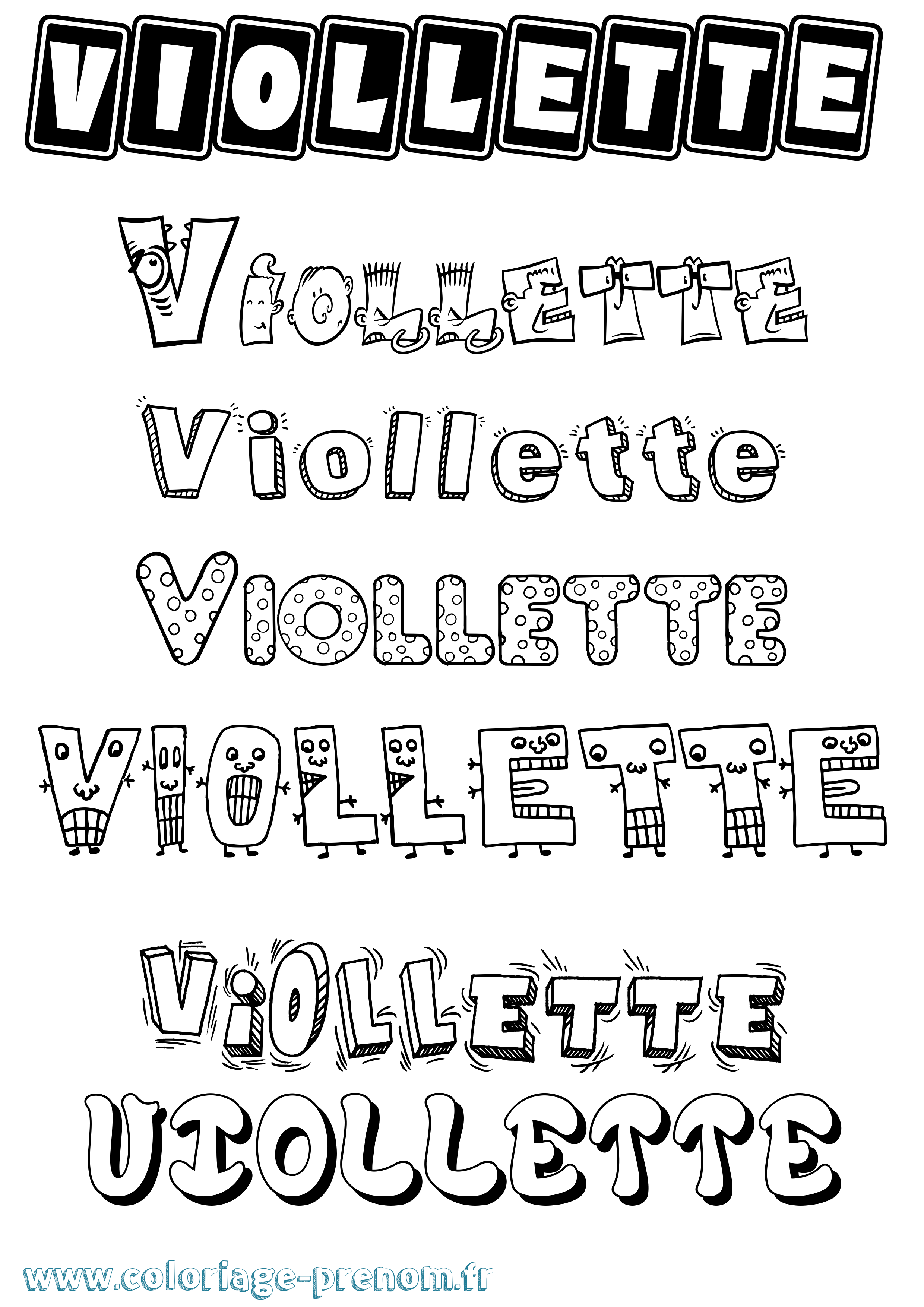 Coloriage prénom Viollette Fun