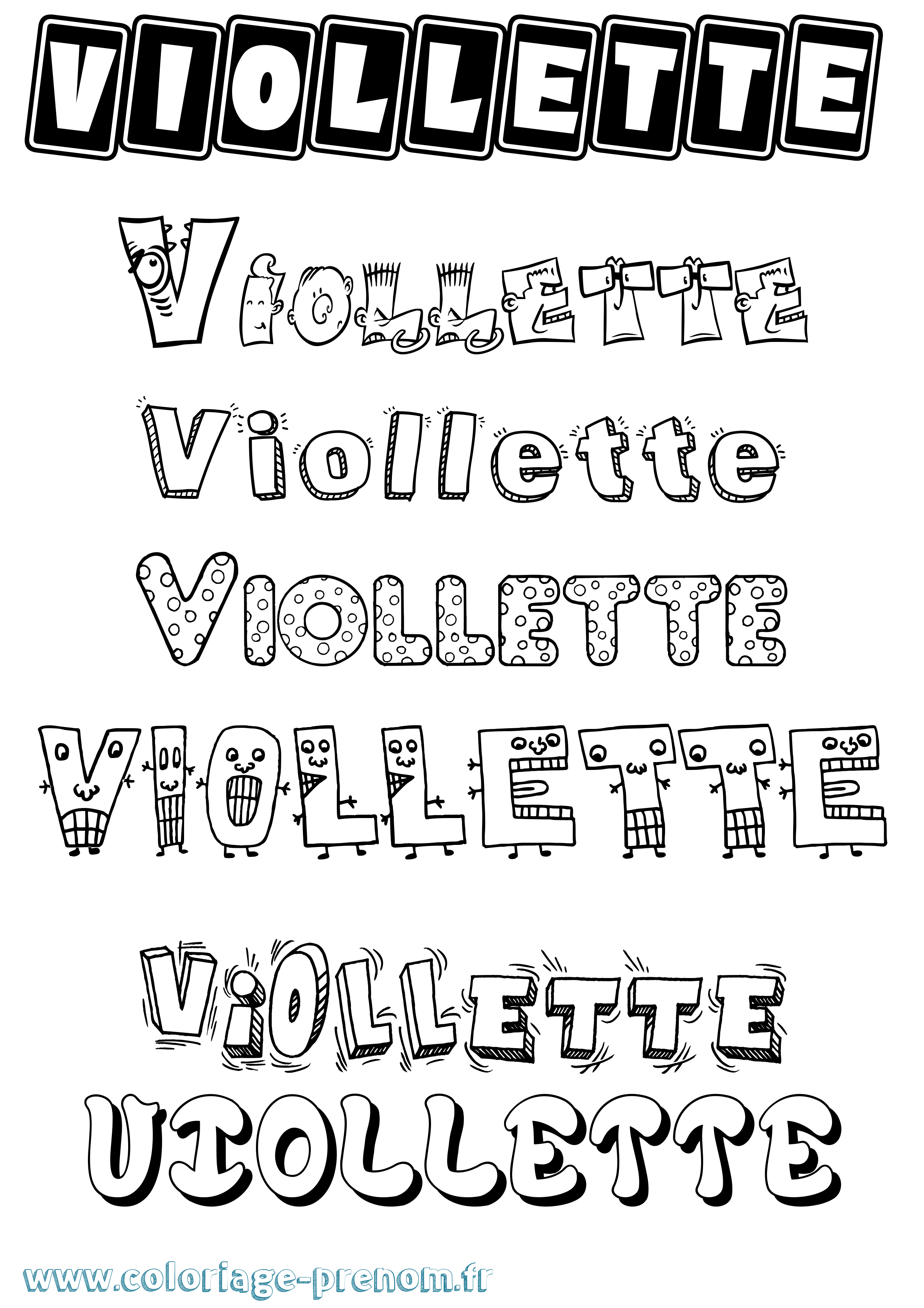 Coloriage Viollette Fun Coloriage prénom Viollette Fun