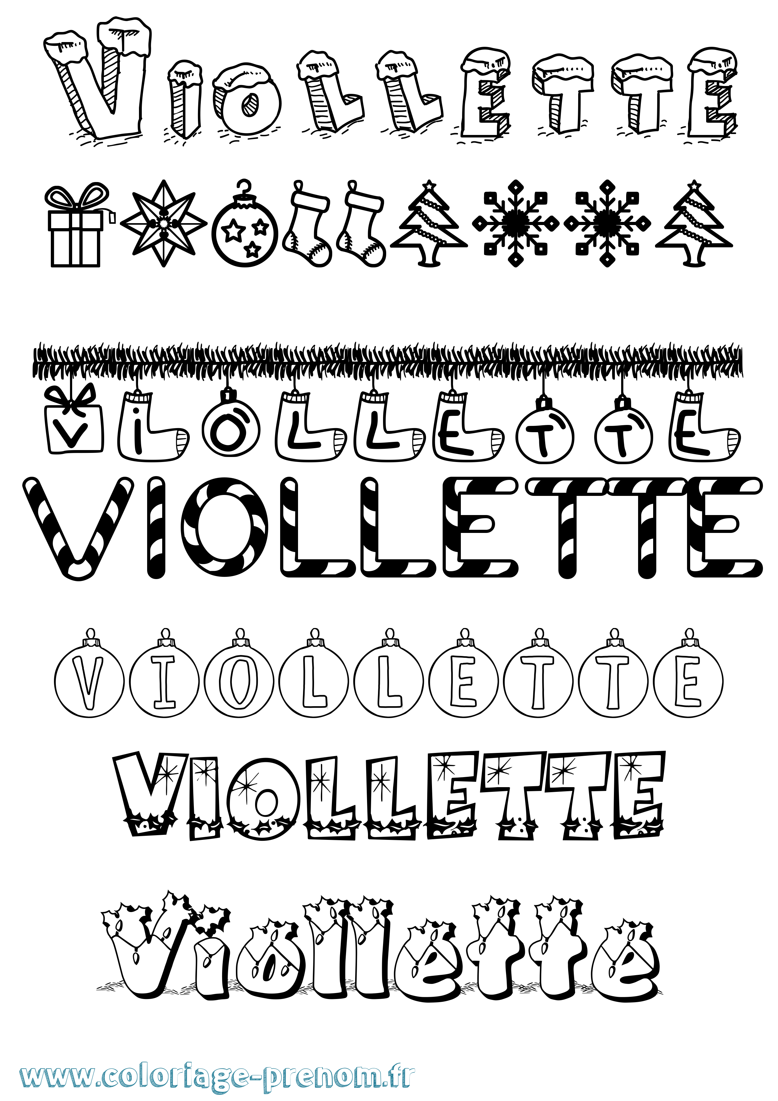 Coloriage Viollette Noël Coloriage prénom Viollette Noël