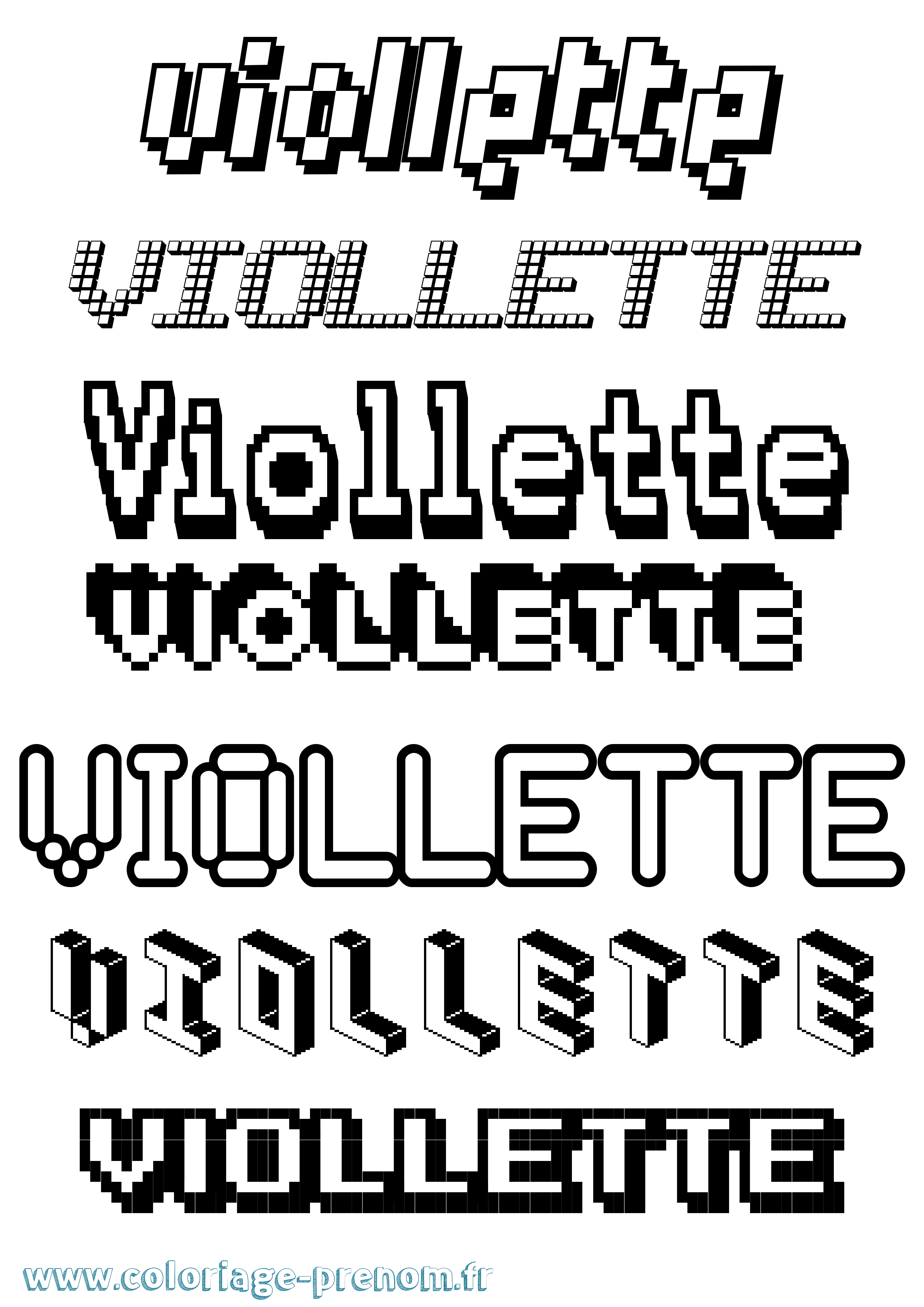 Coloriage prénom Viollette Pixel