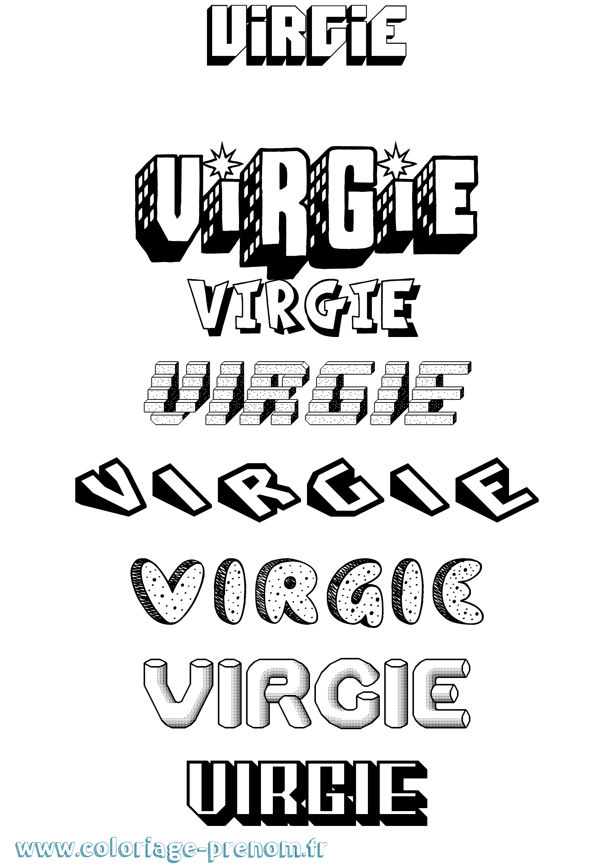 Coloriage prénom Virgie Effet 3D