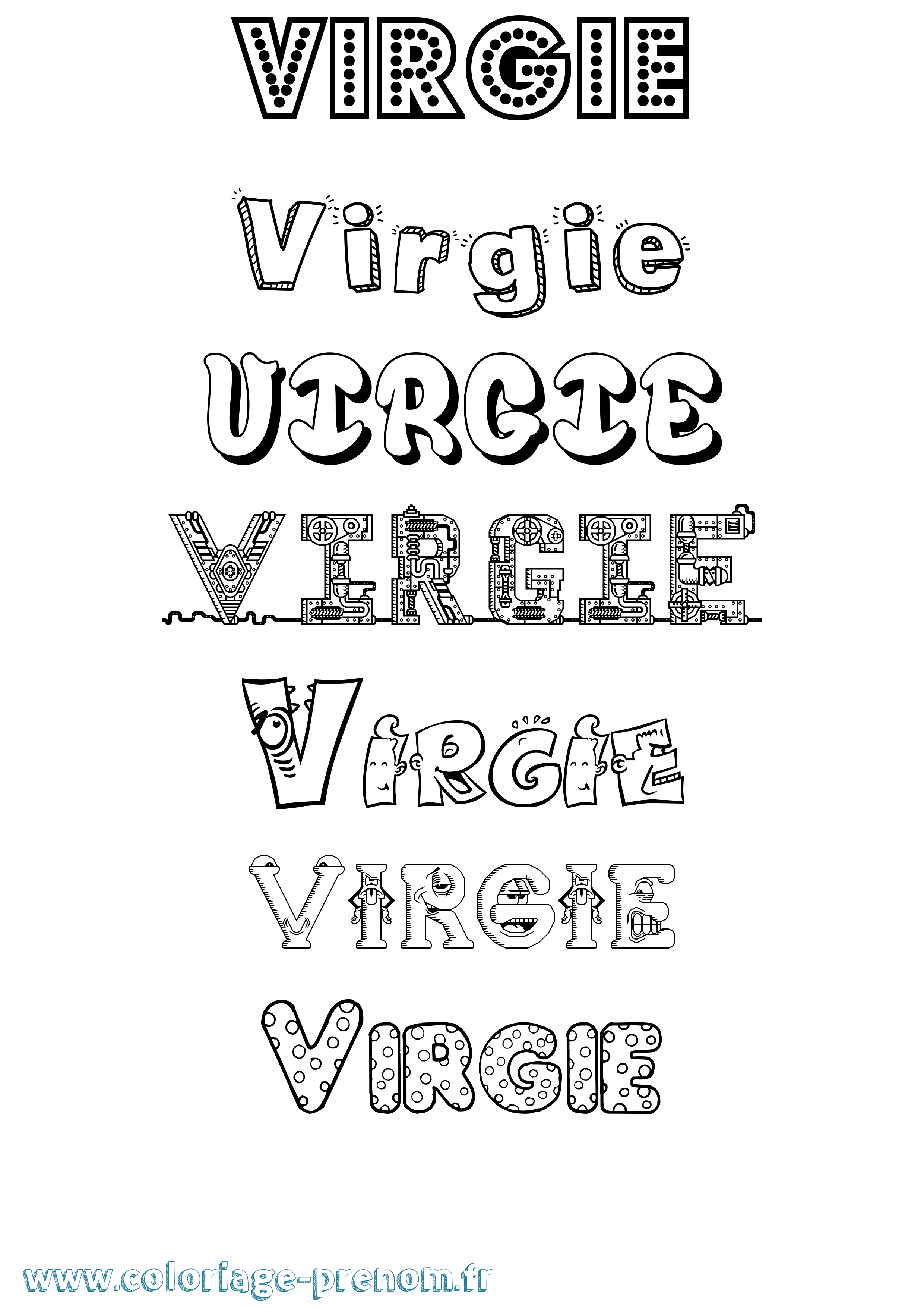 Coloriage prénom Virgie Fun