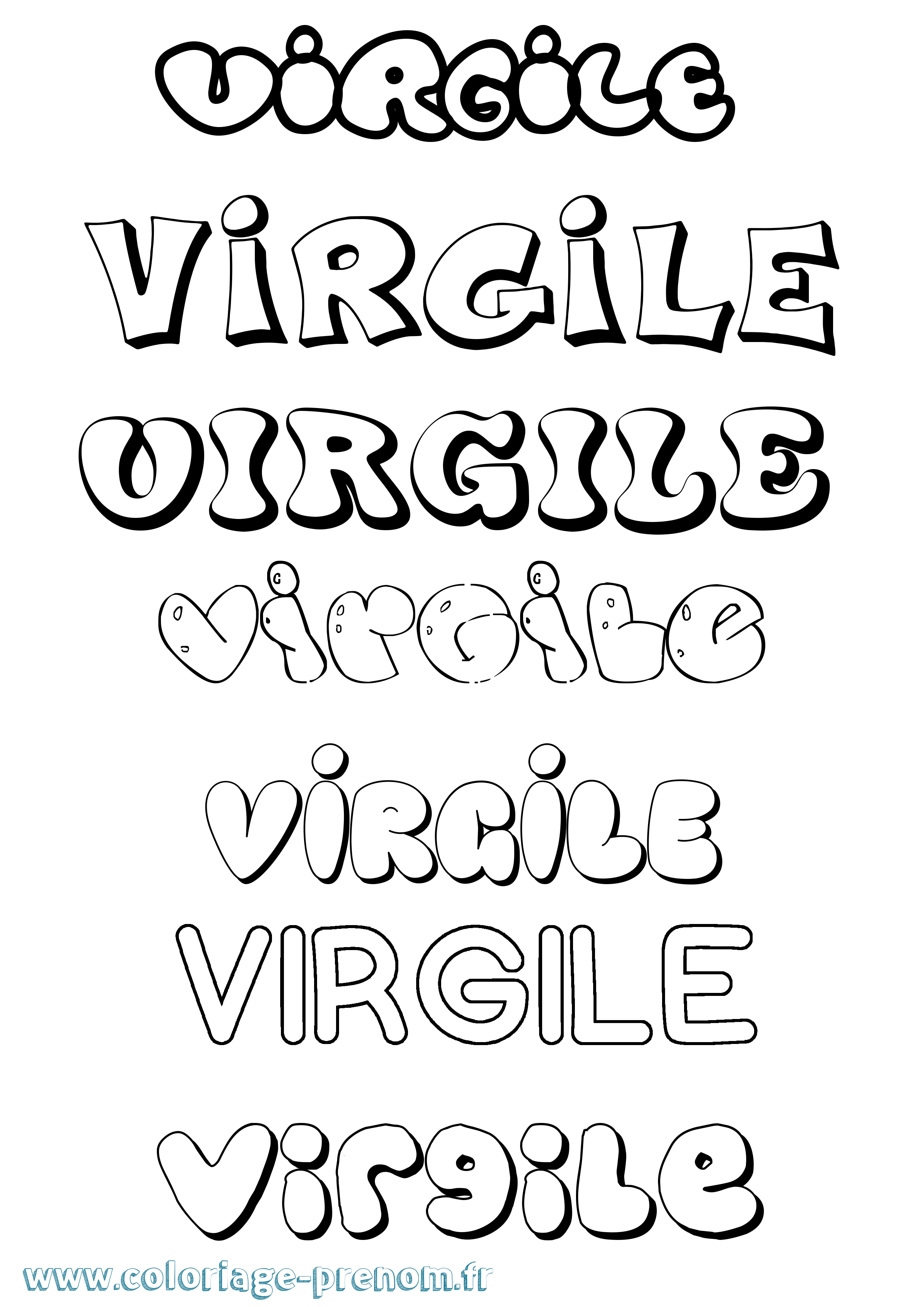 Coloriage prénom Virgile Bubble