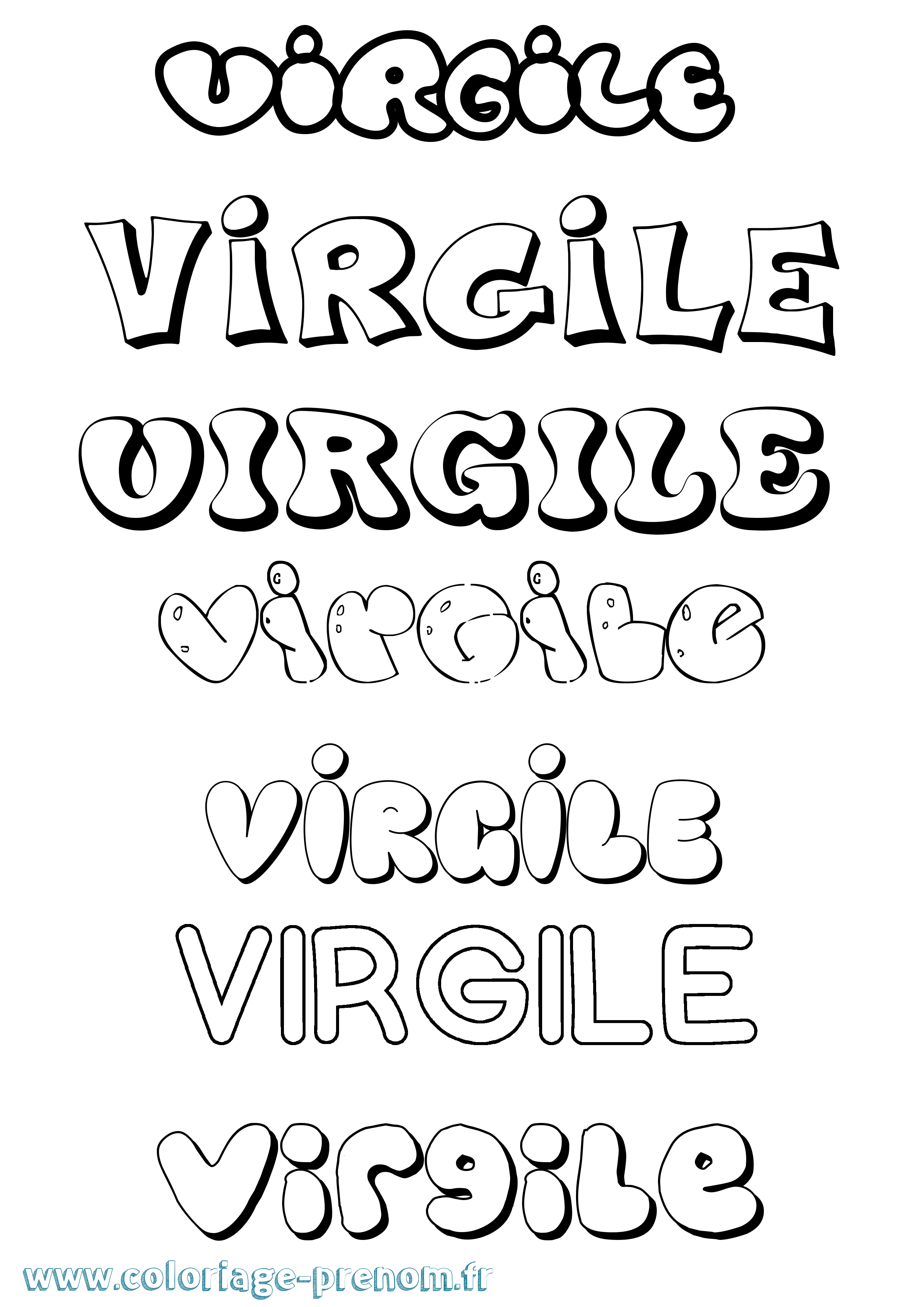 Coloriage Virgile Bubble Coloriage prénom Virgile Bubble