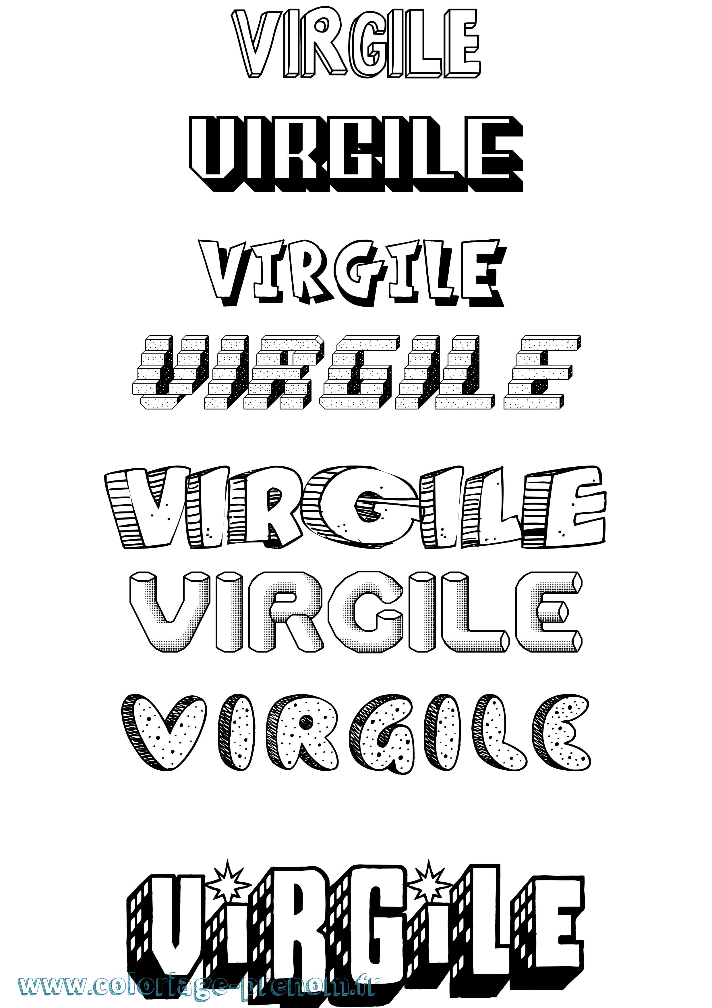Coloriage Virgile Effet 3D Coloriage prénom Virgile Effet 3D