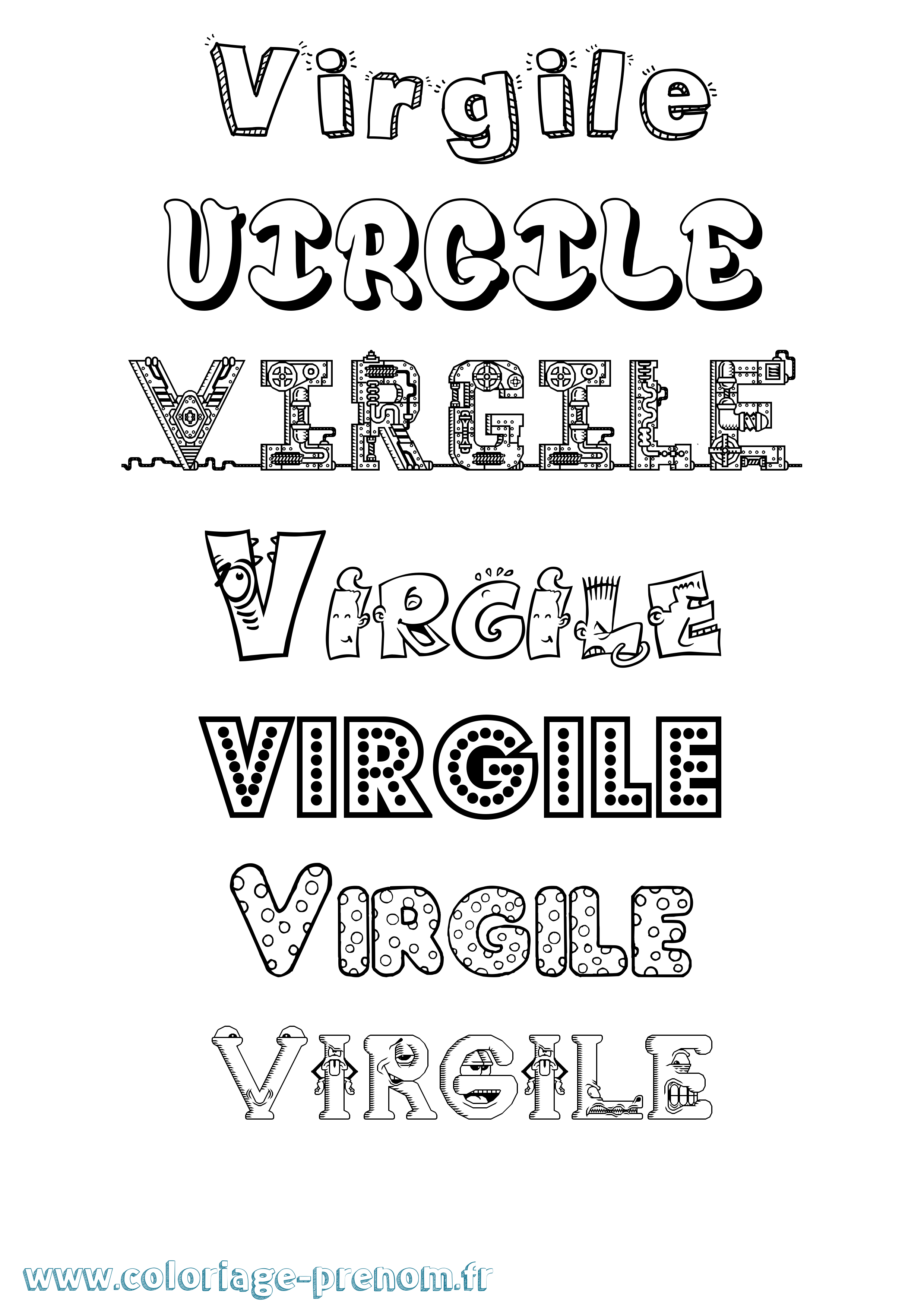 Coloriage Virgile Fun Coloriage prénom Virgile Fun