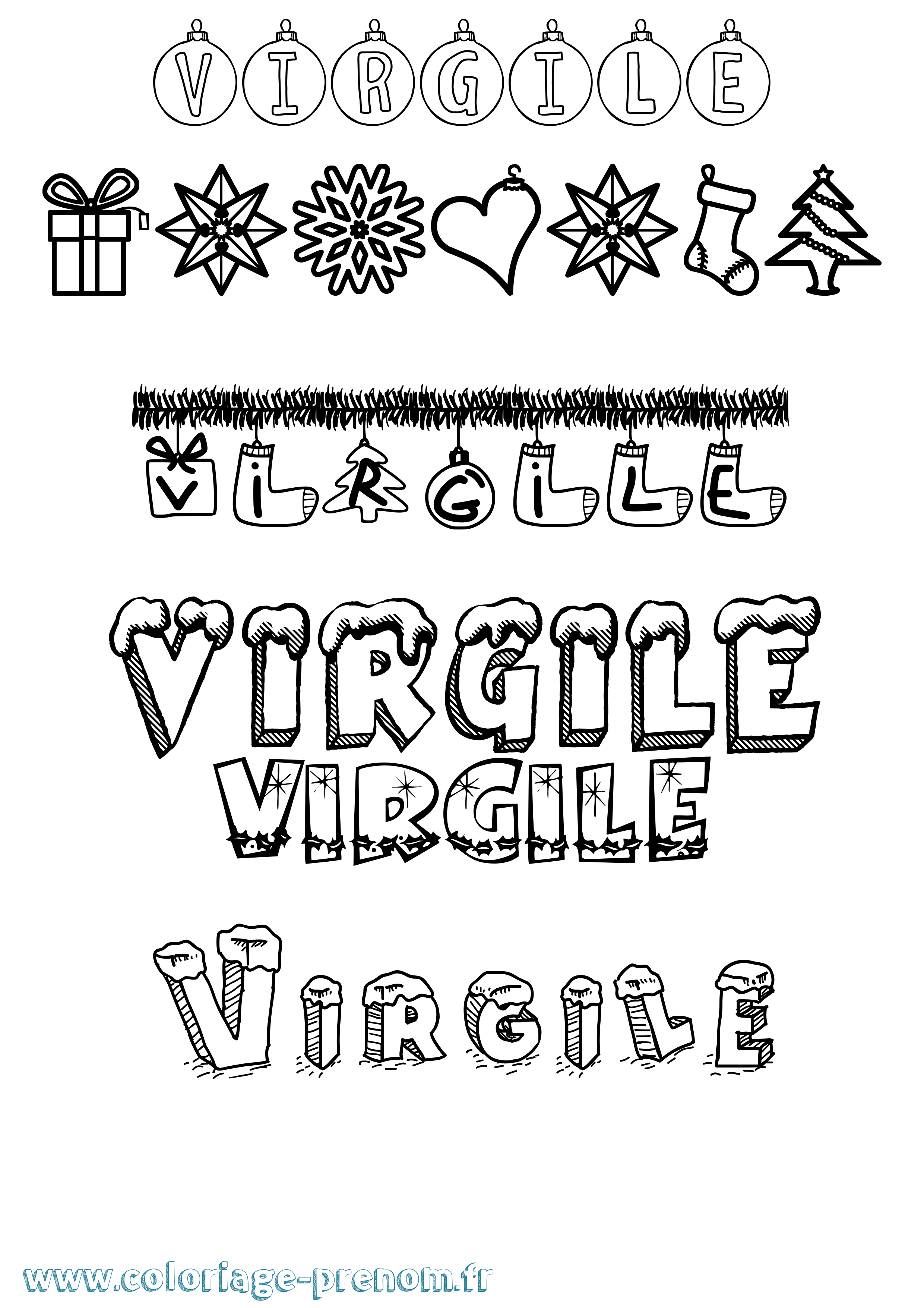 Coloriage prénom Virgile Noël