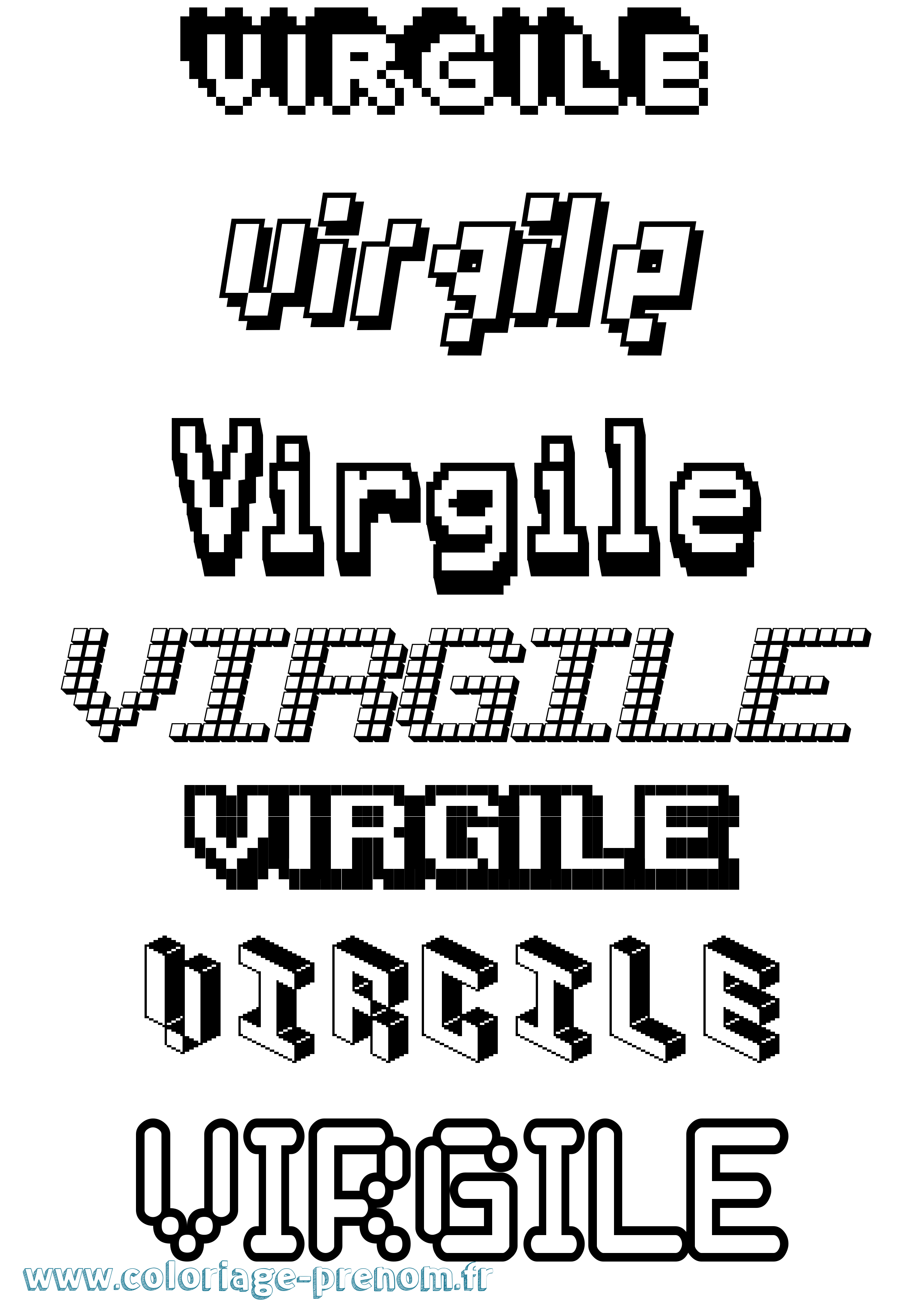 Coloriage Virgile Pixel Coloriage prénom Virgile Pixel
