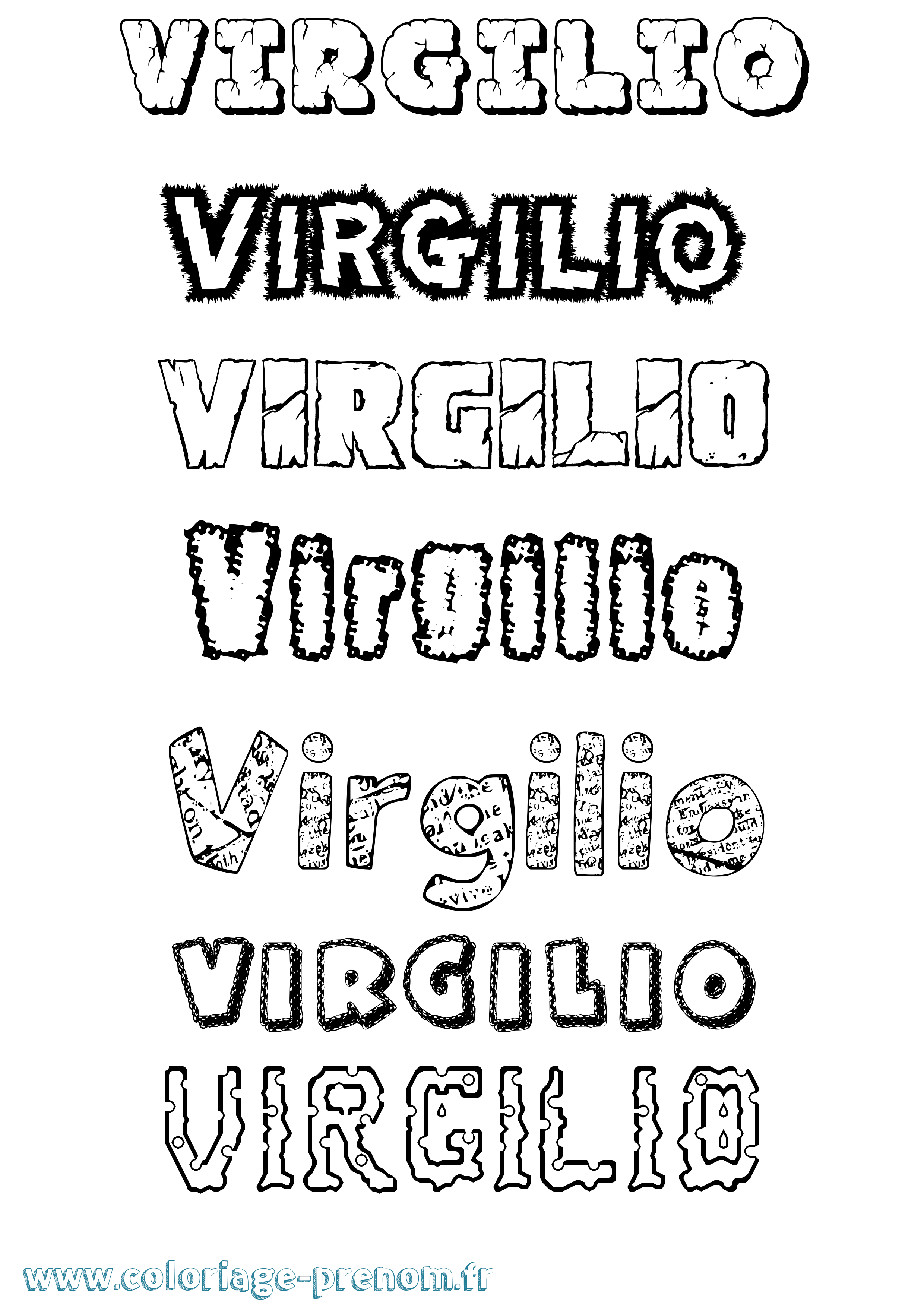 Coloriage prénom Virgilio Destructuré