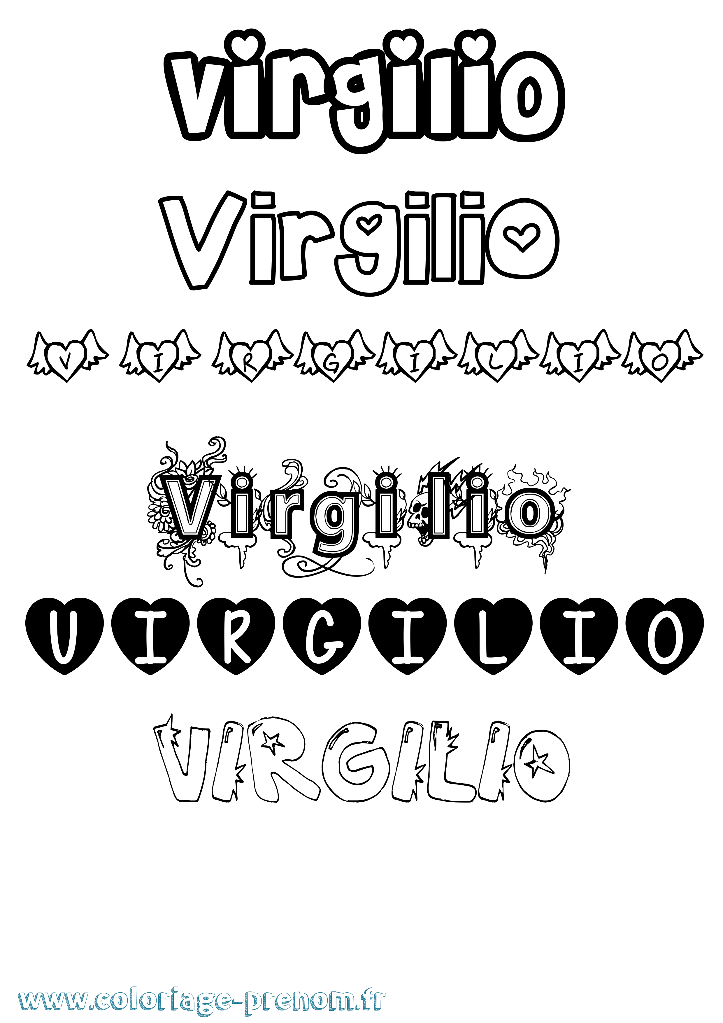 Coloriage prénom Virgilio Girly