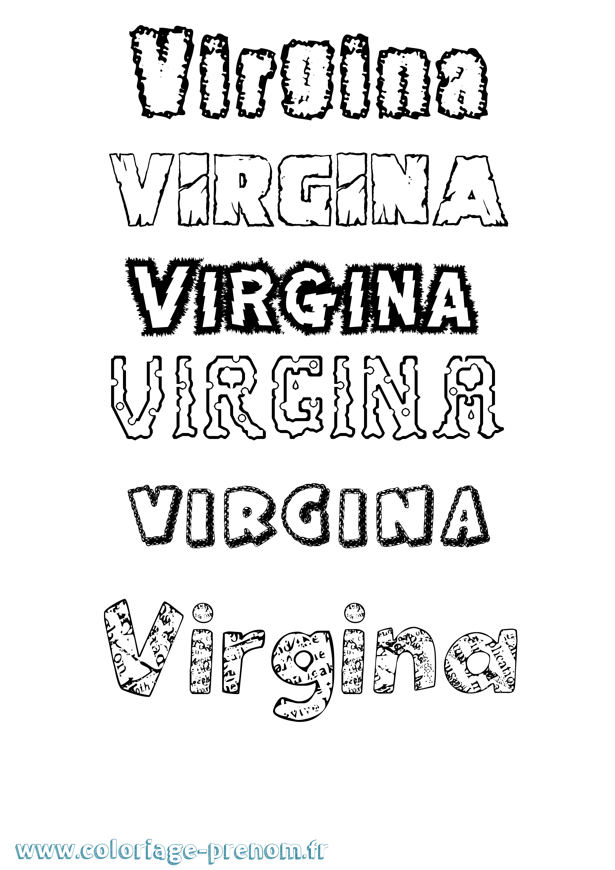Coloriage prénom Virgina Destructuré