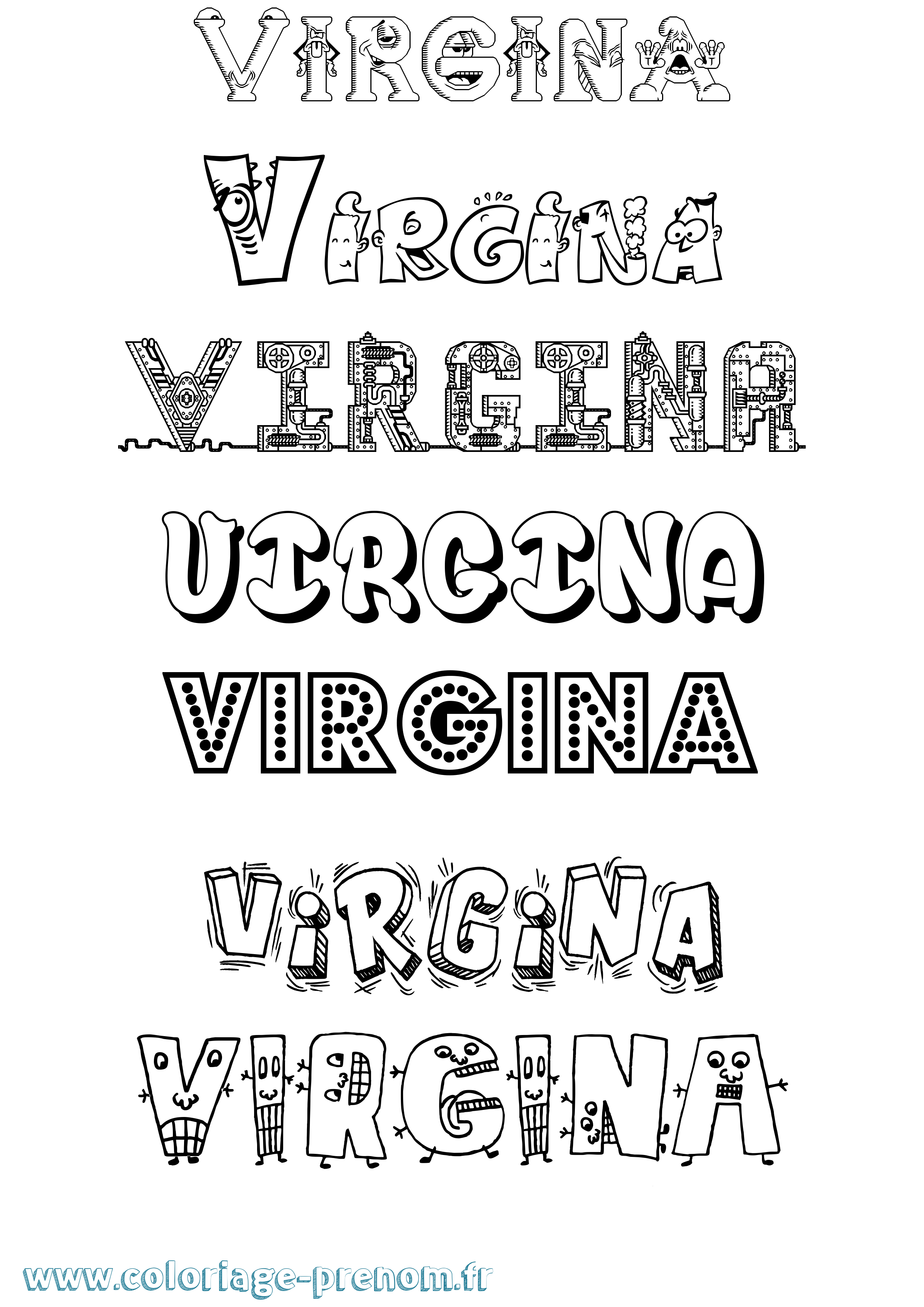 Coloriage prénom Virgina Fun