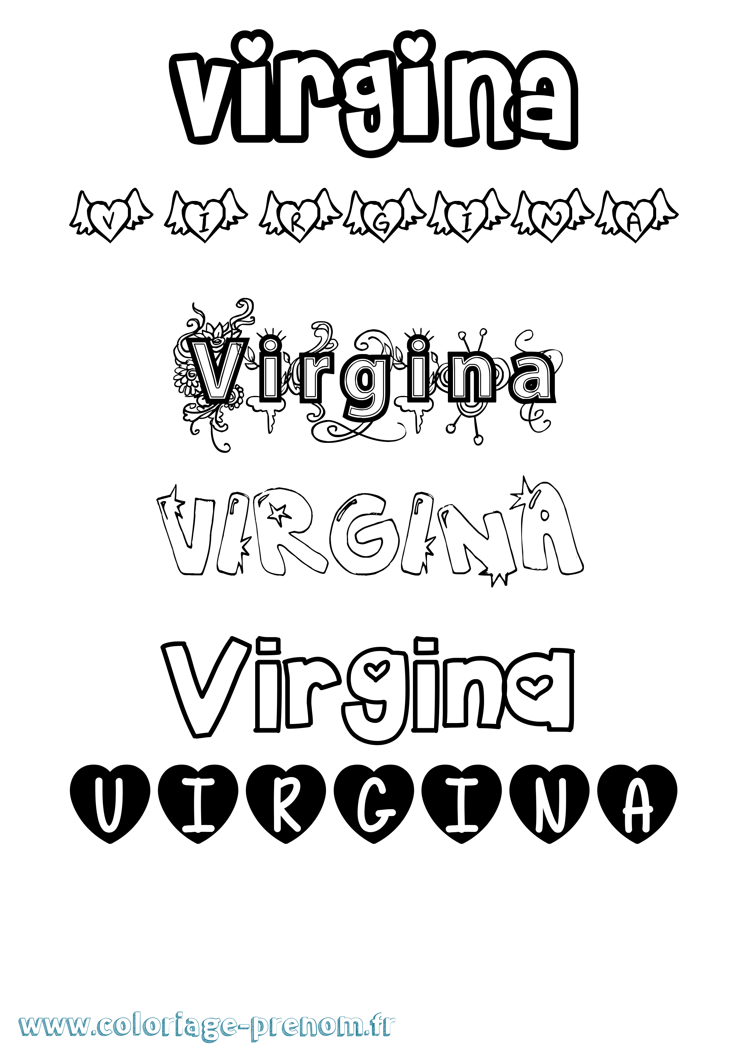 Coloriage prénom Virgina Girly