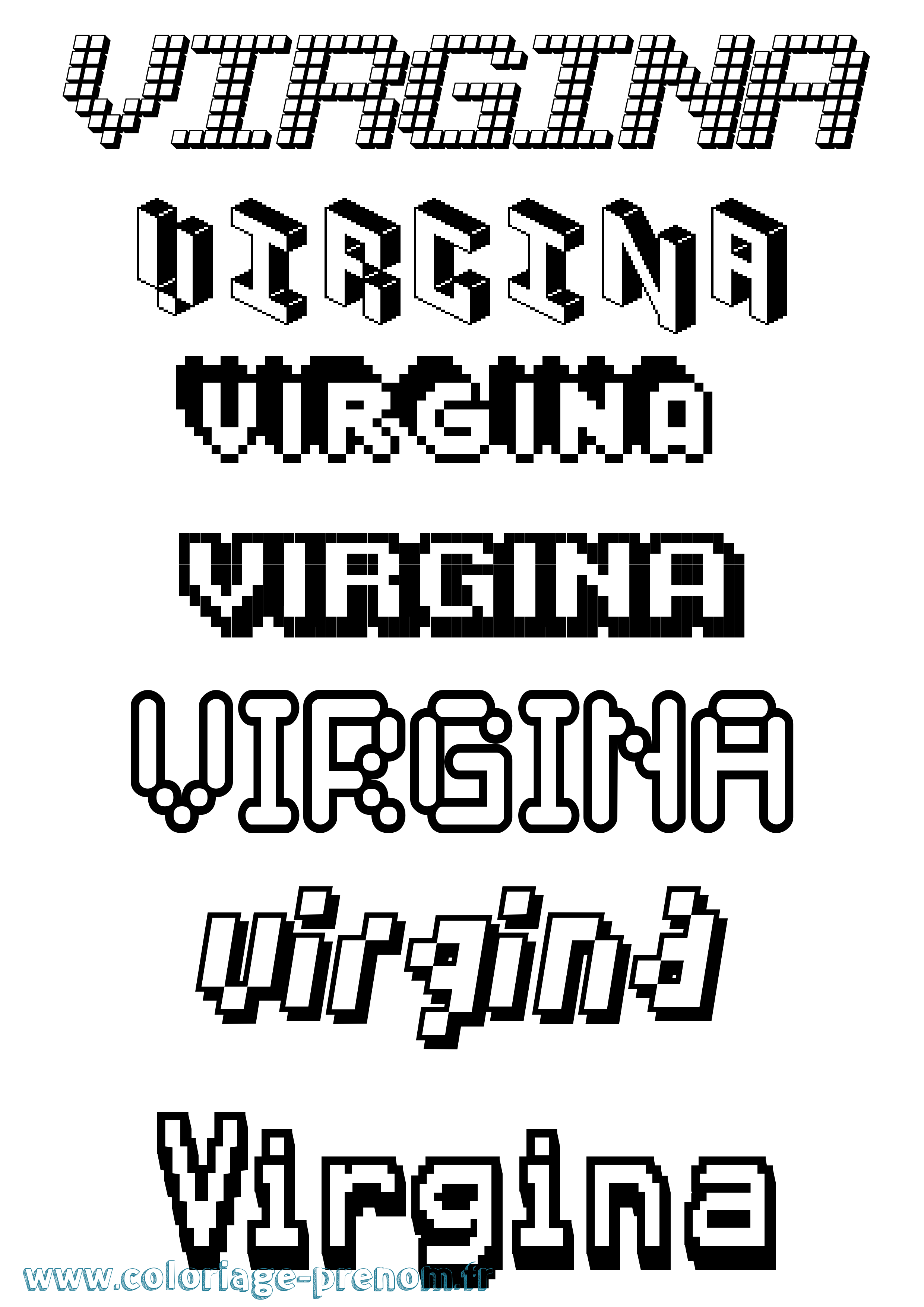 Coloriage prénom Virgina Pixel