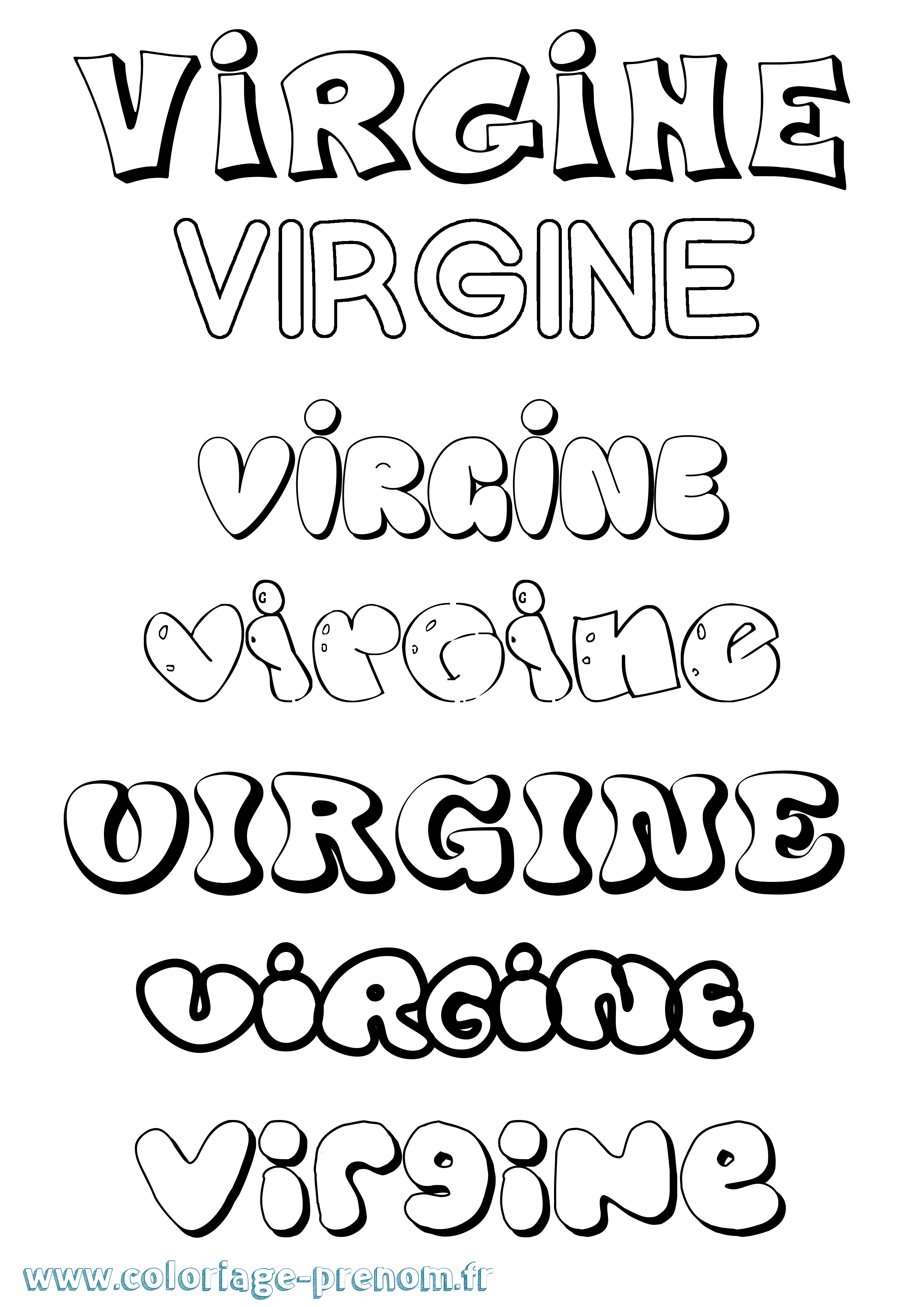 Coloriage Virgine Bubble Coloriage prénom Virgine Bubble