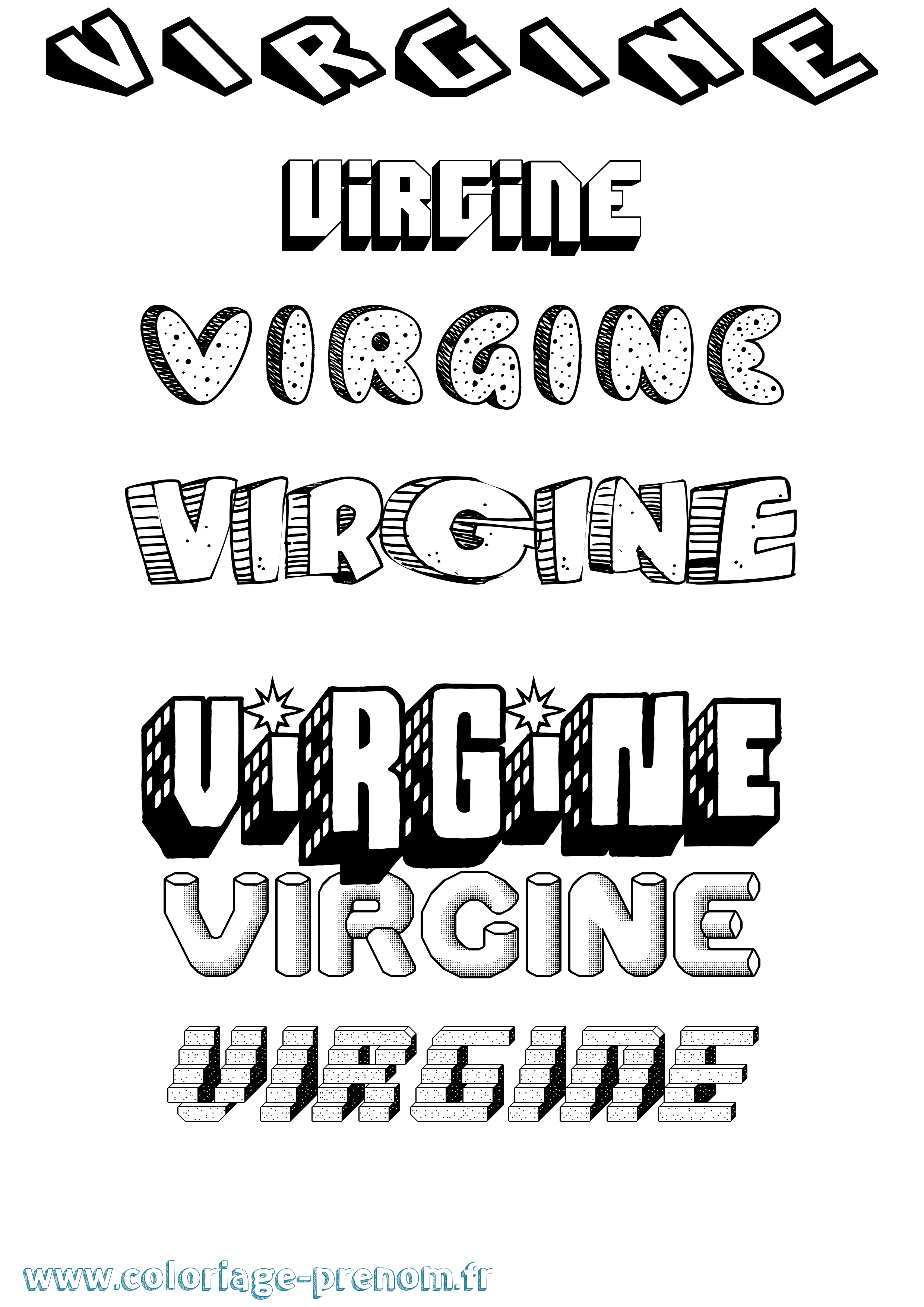 Coloriage Virgine Effet 3D Coloriage prénom Virgine Effet 3D