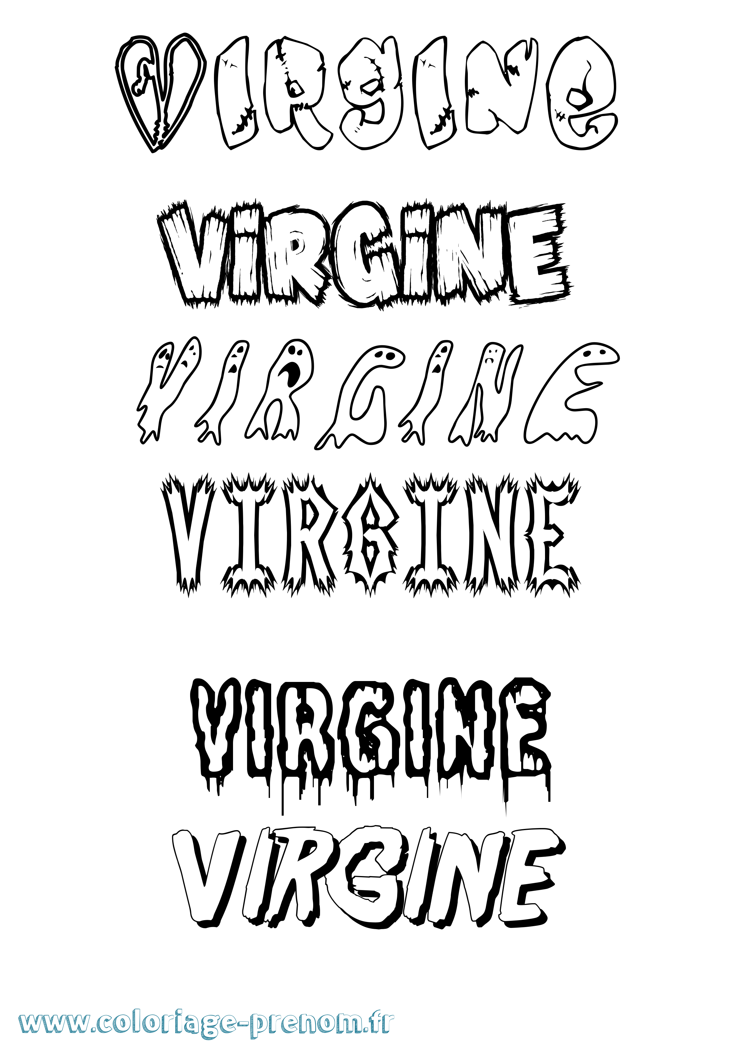 Coloriage Virgine Frisson Coloriage prénom Virgine Frisson