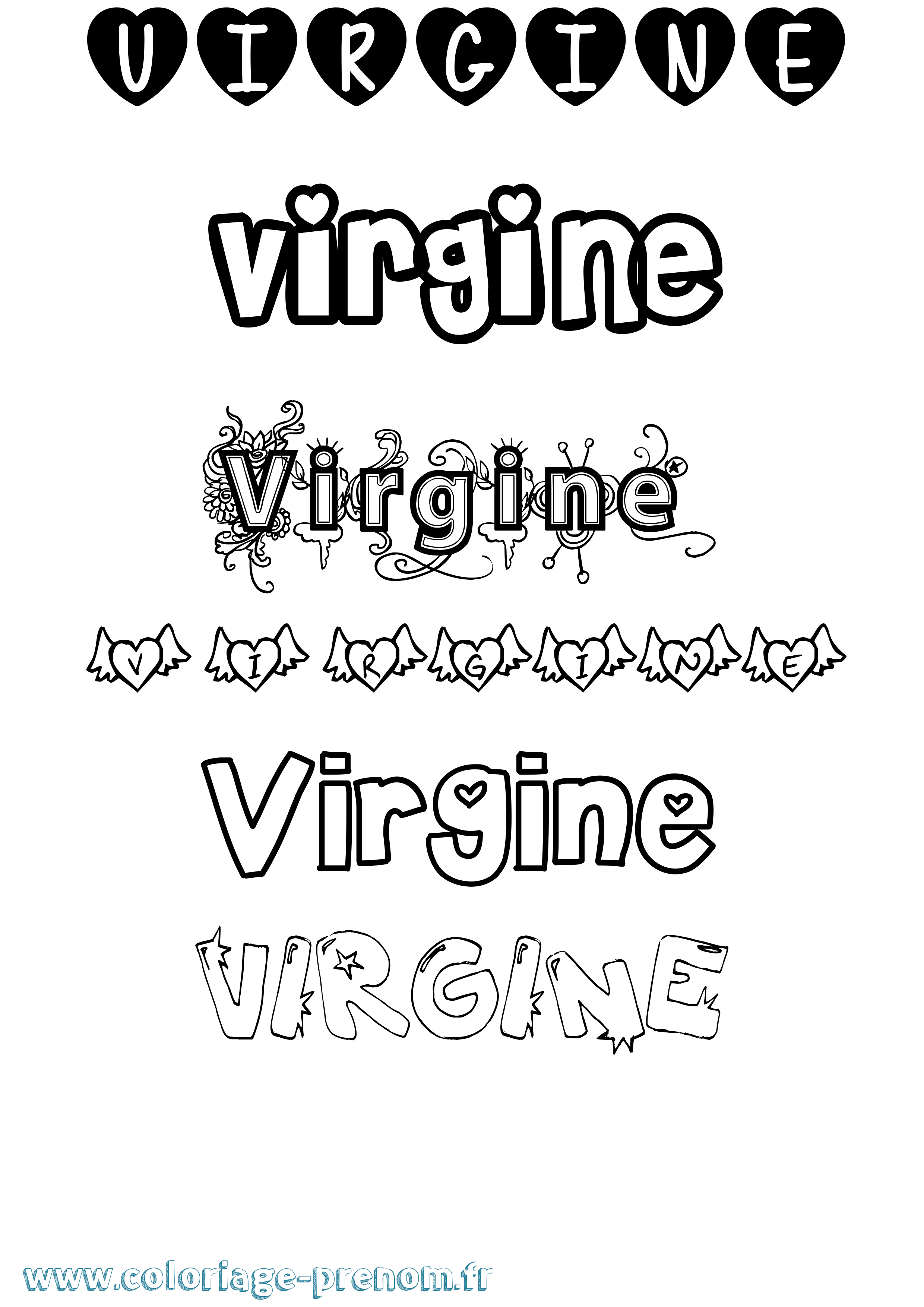 Coloriage Virgine Girly Coloriage prénom Virgine Girly