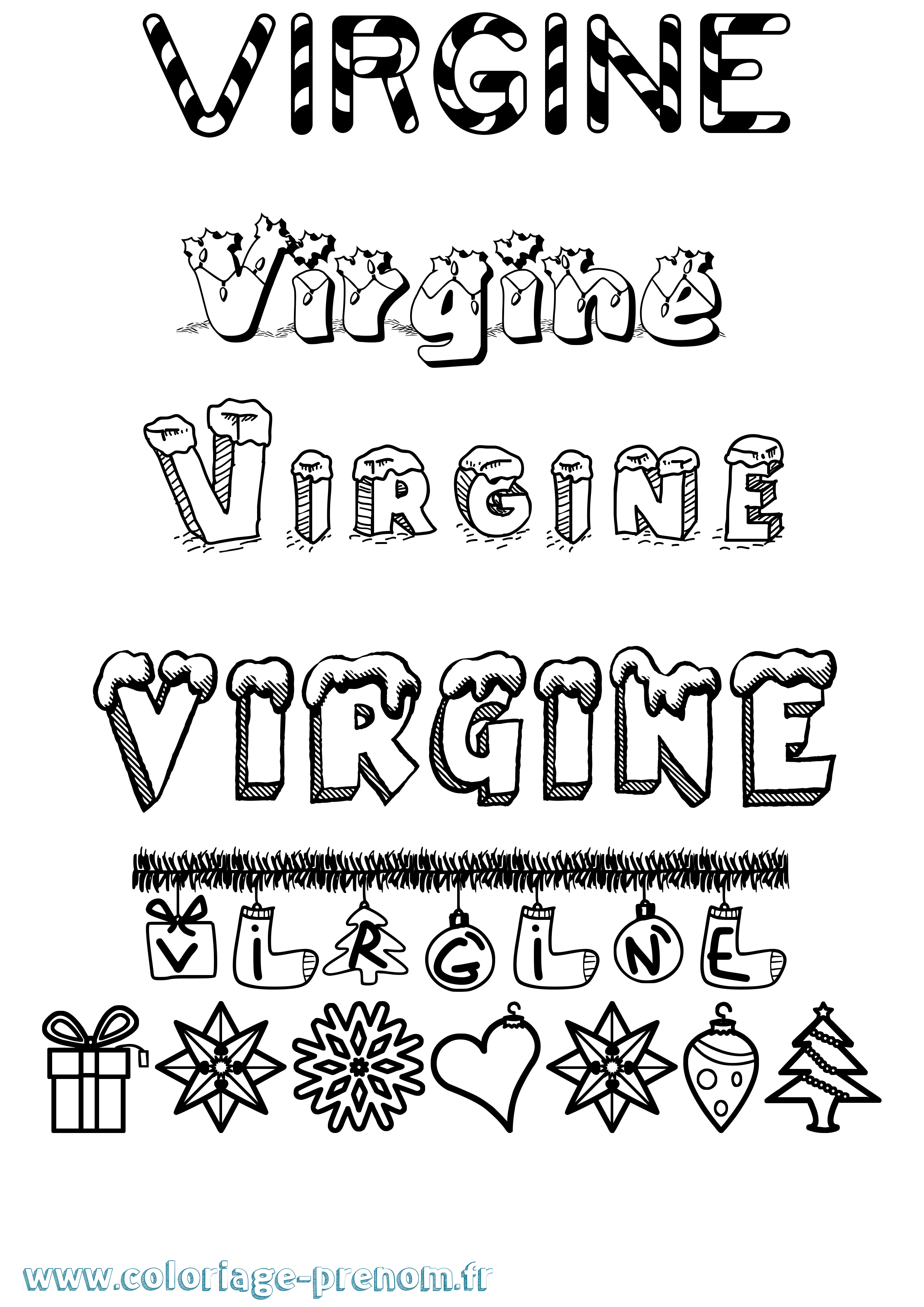 Coloriage Virgine Noël Coloriage prénom Virgine Noël
