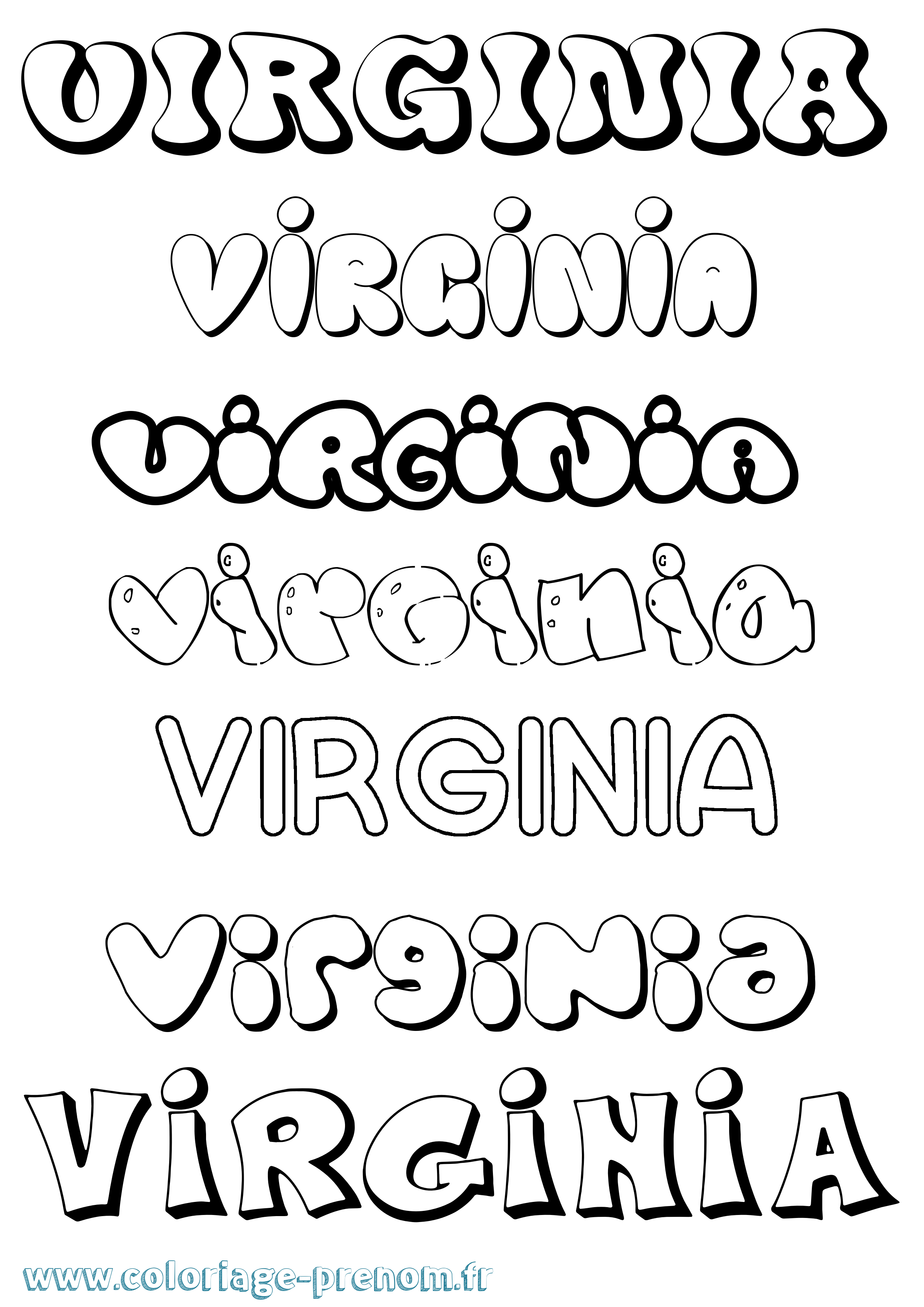 Coloriage Virginia Bubble Coloriage prénom Virginia Bubble