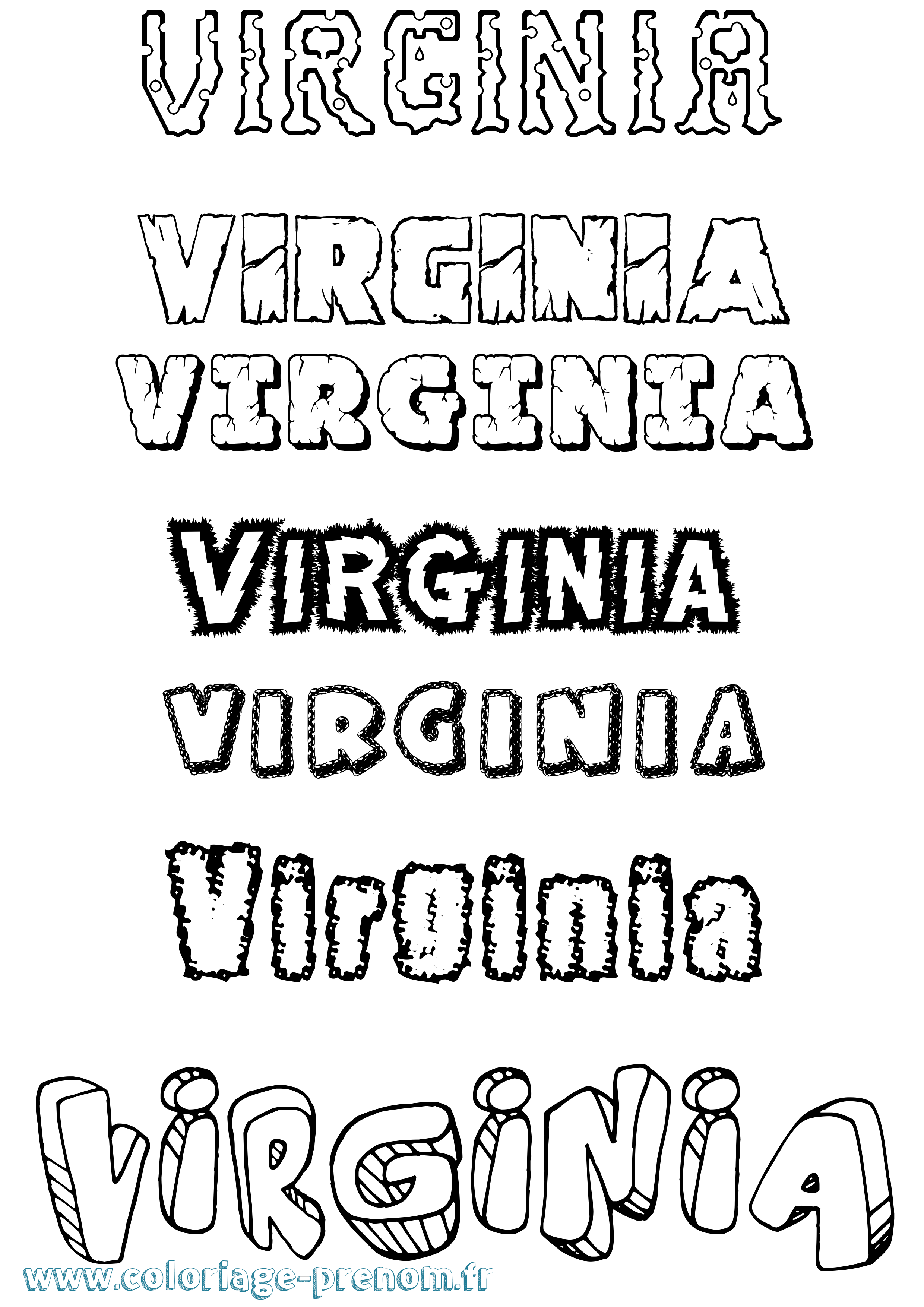 Coloriage Virginia Destructuré Coloriage prénom Virginia Destructuré