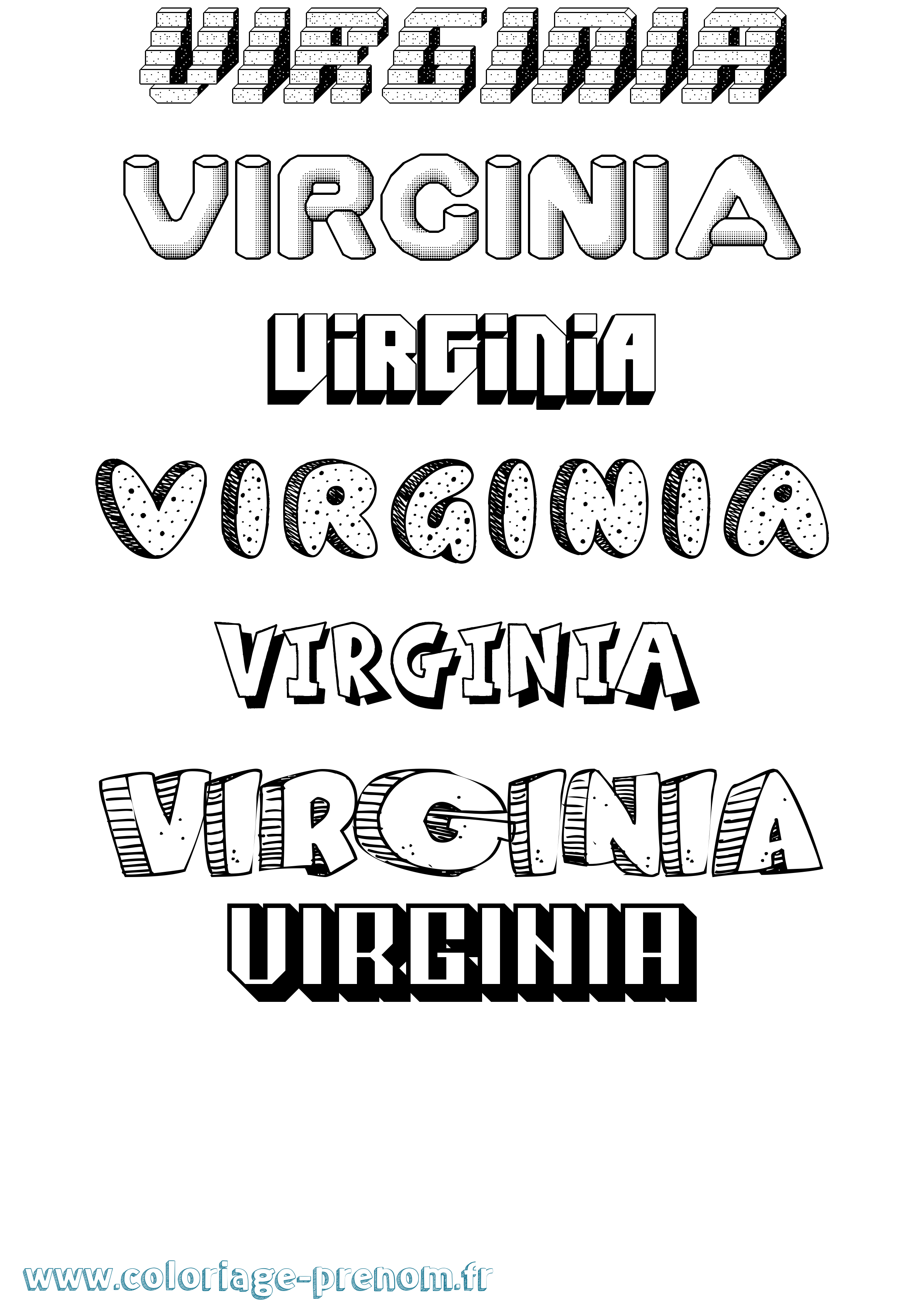 Coloriage Virginia Effet 3D Coloriage prénom Virginia Effet 3D