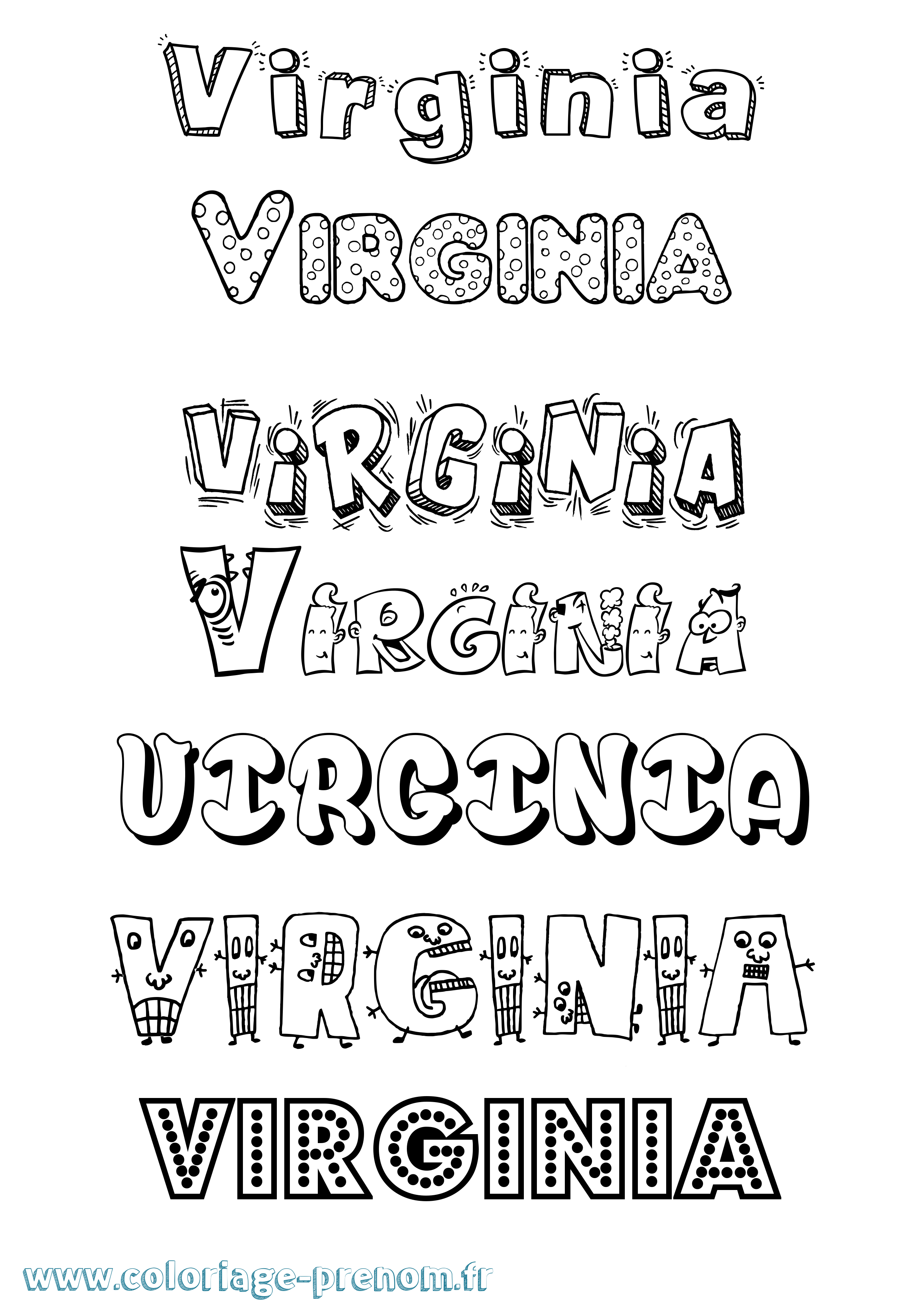 Coloriage Virginia Fun Coloriage prénom Virginia Fun