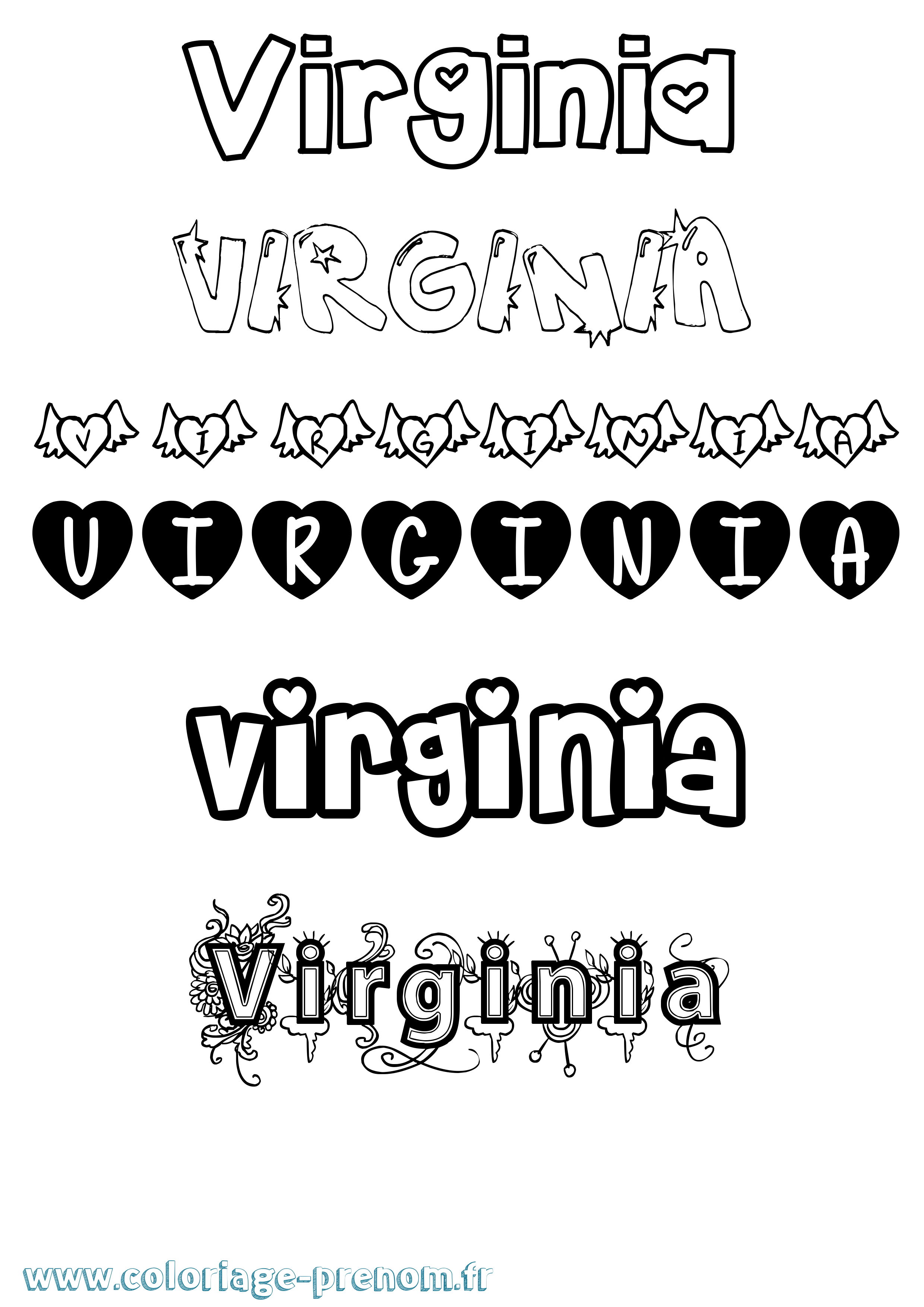 Coloriage Virginia Girly Coloriage prénom Virginia Girly