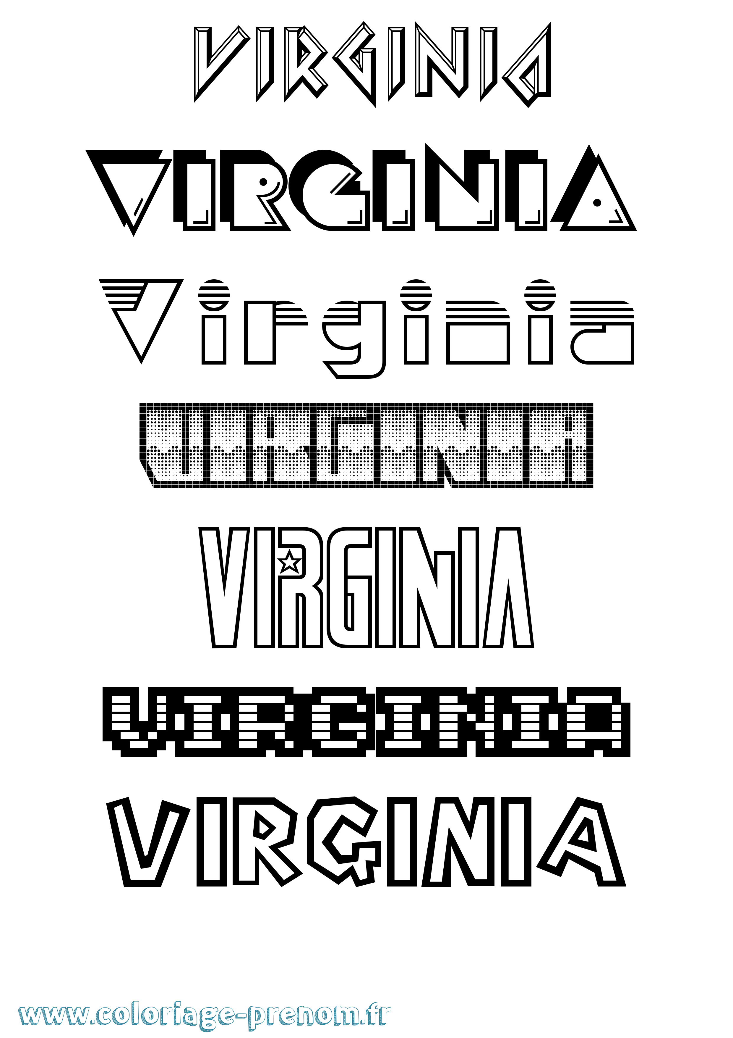 Coloriage Virginia Jeux Vidéos Coloriage prénom Virginia Jeux Vidéos