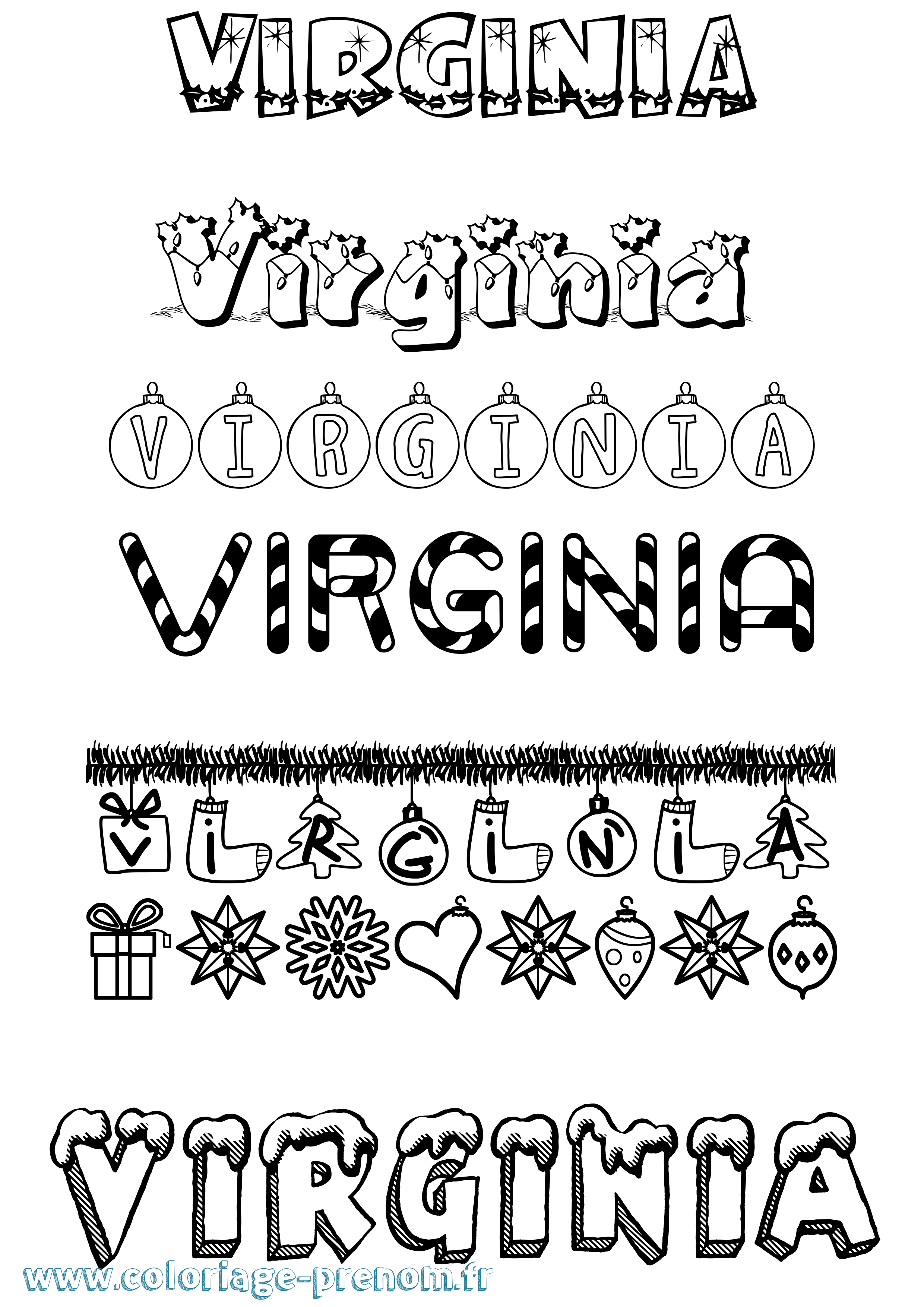 Coloriage Virginia Noël Coloriage prénom Virginia Noël