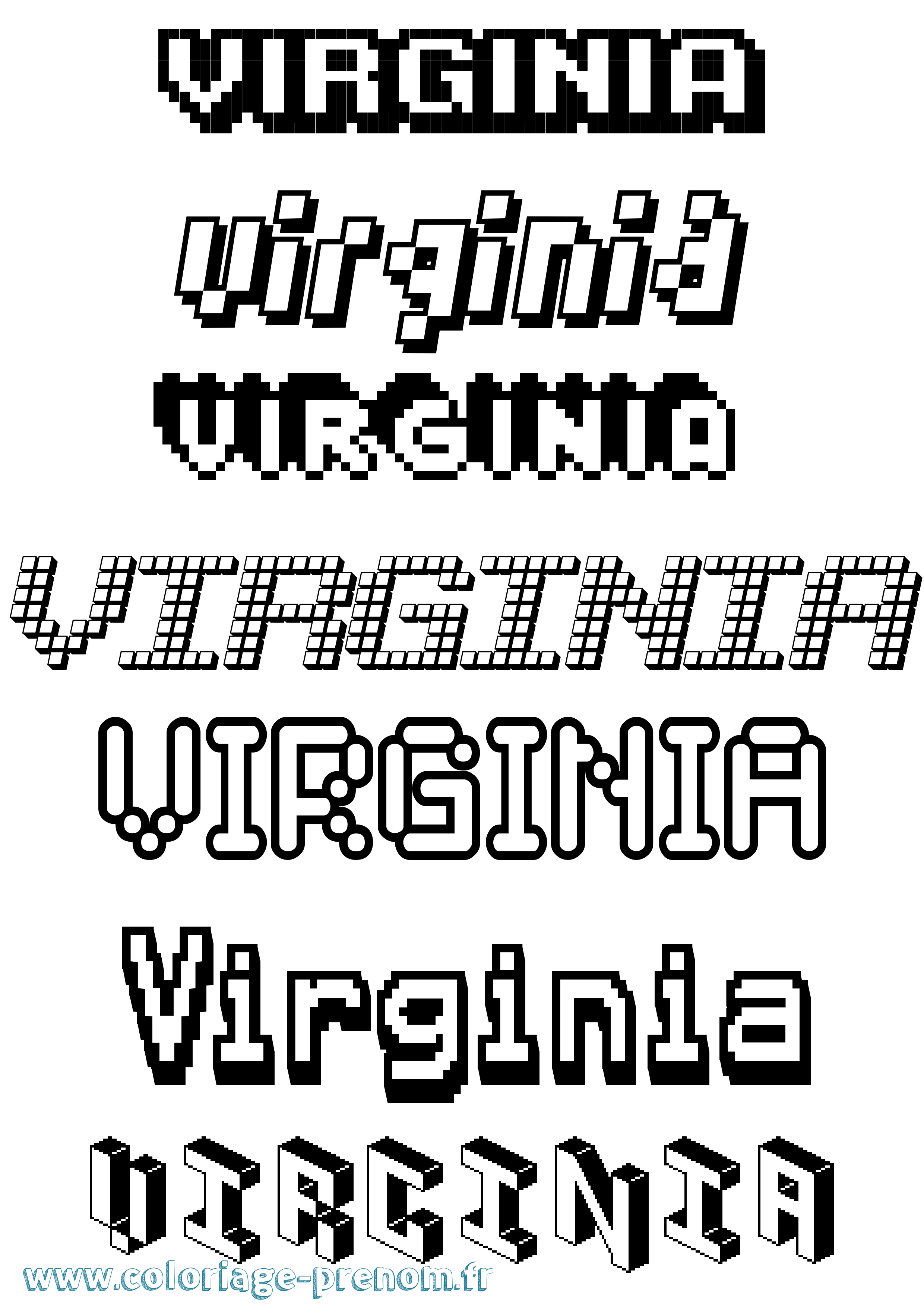 Coloriage Virginia Pixel Coloriage prénom Virginia Pixel
