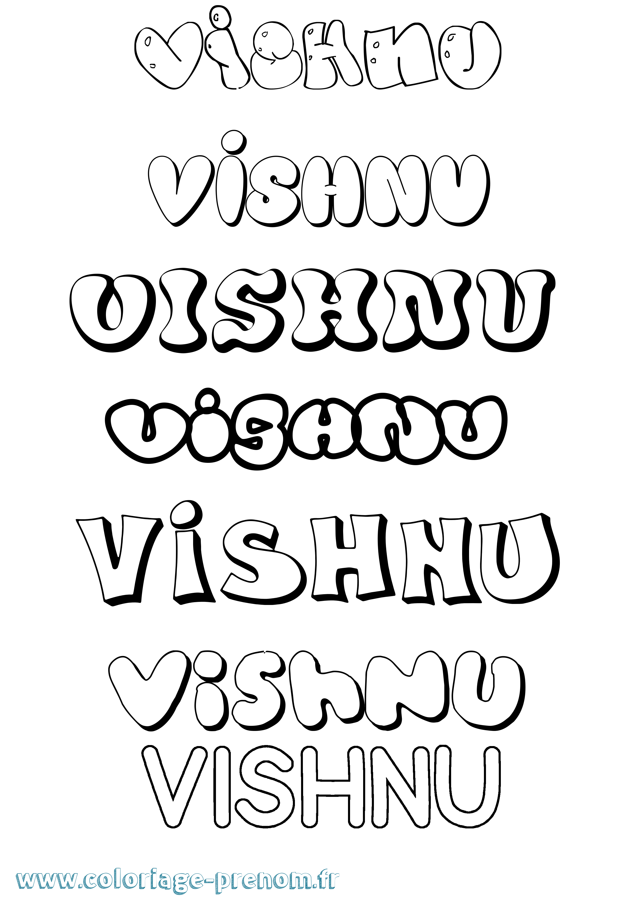 Coloriage Vishnu Bubble Coloriage prénom Vishnu Bubble
