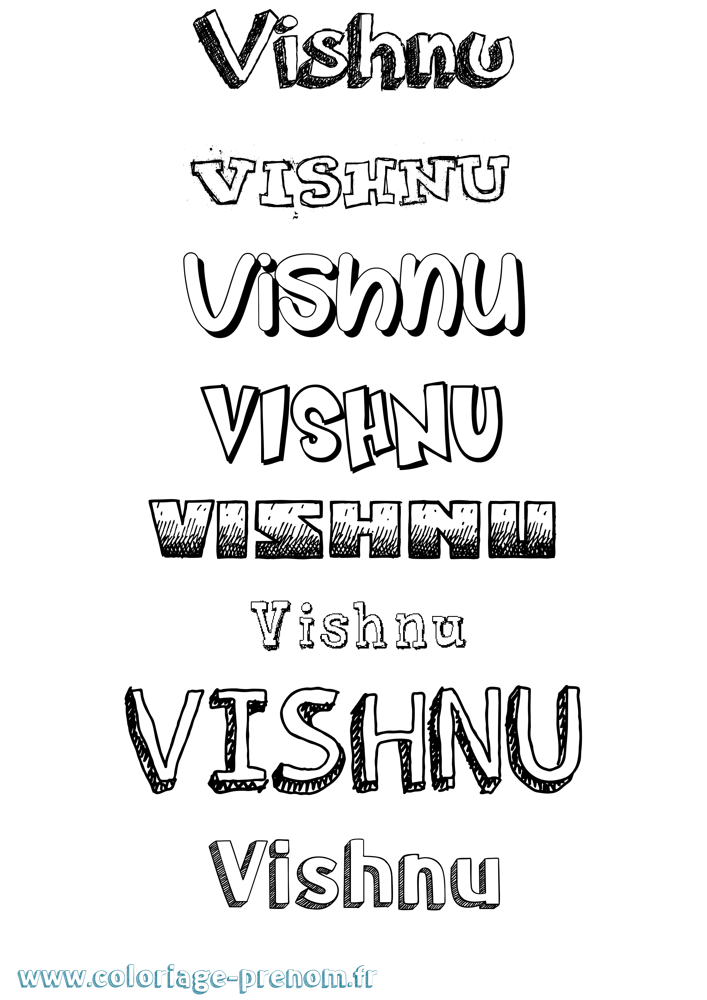 Coloriage Vishnu Dessiné Coloriage prénom Vishnu Dessiné