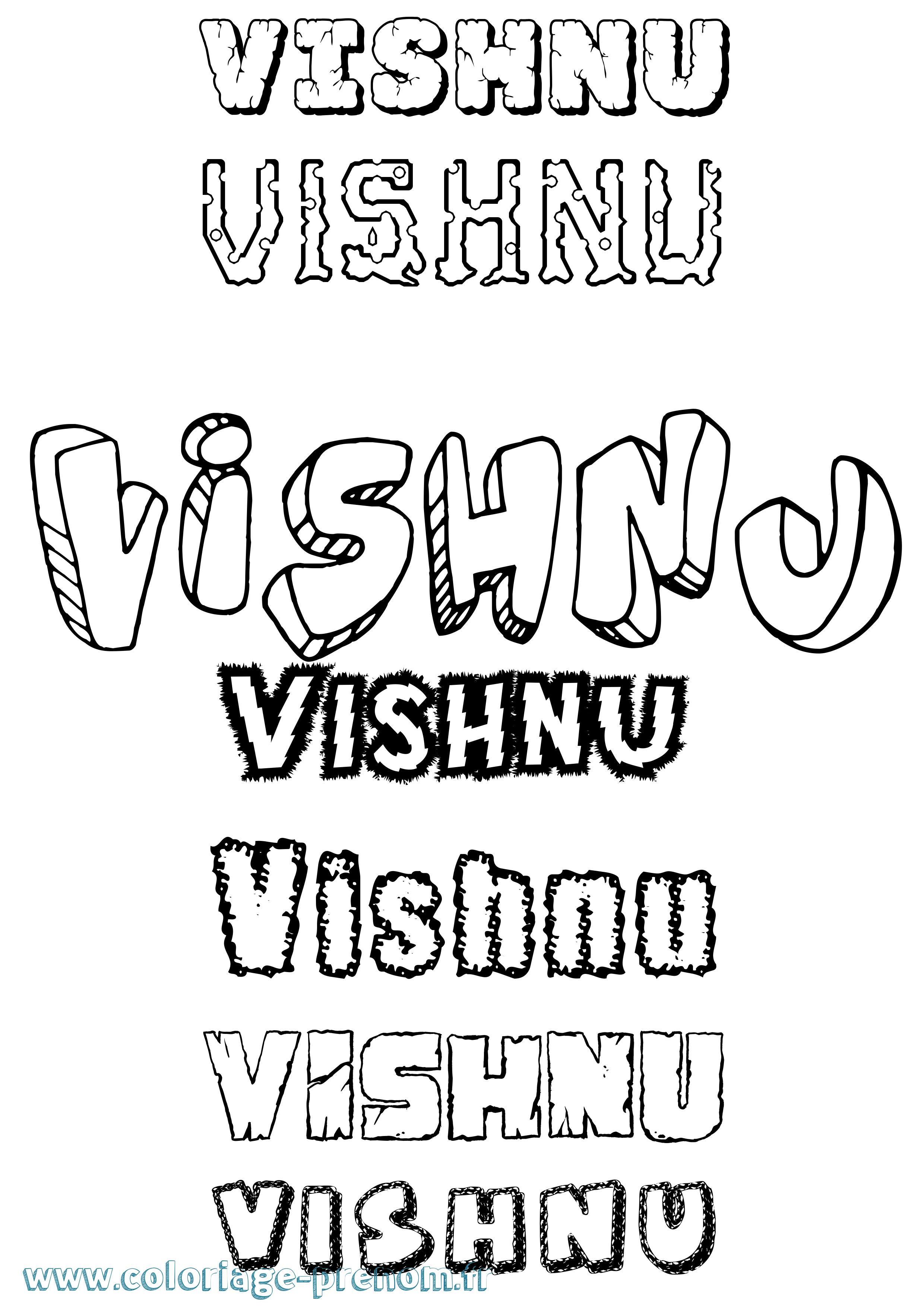 Coloriage Vishnu Destructuré Coloriage prénom Vishnu Destructuré