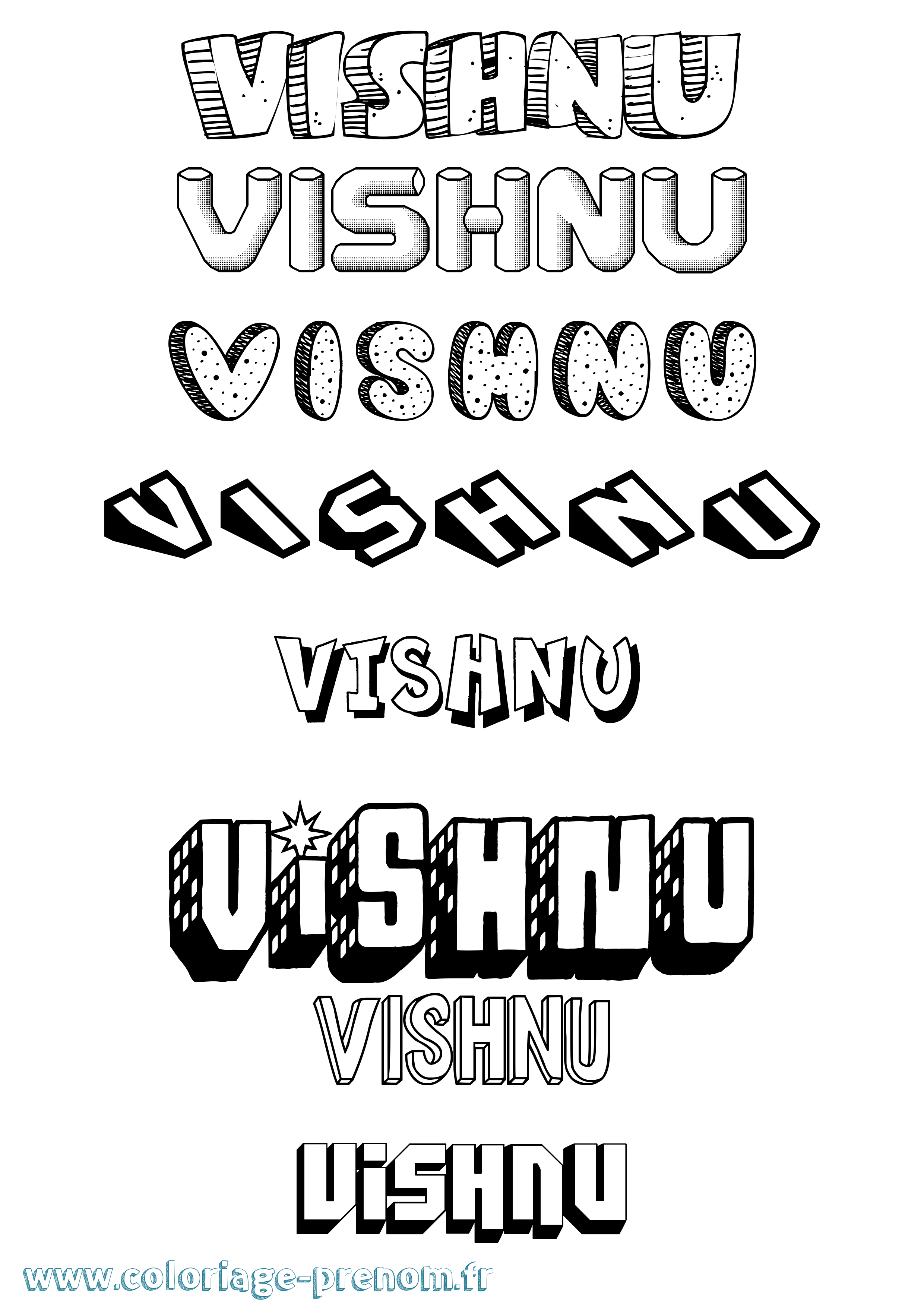 Coloriage Vishnu Effet 3D Coloriage prénom Vishnu Effet 3D
