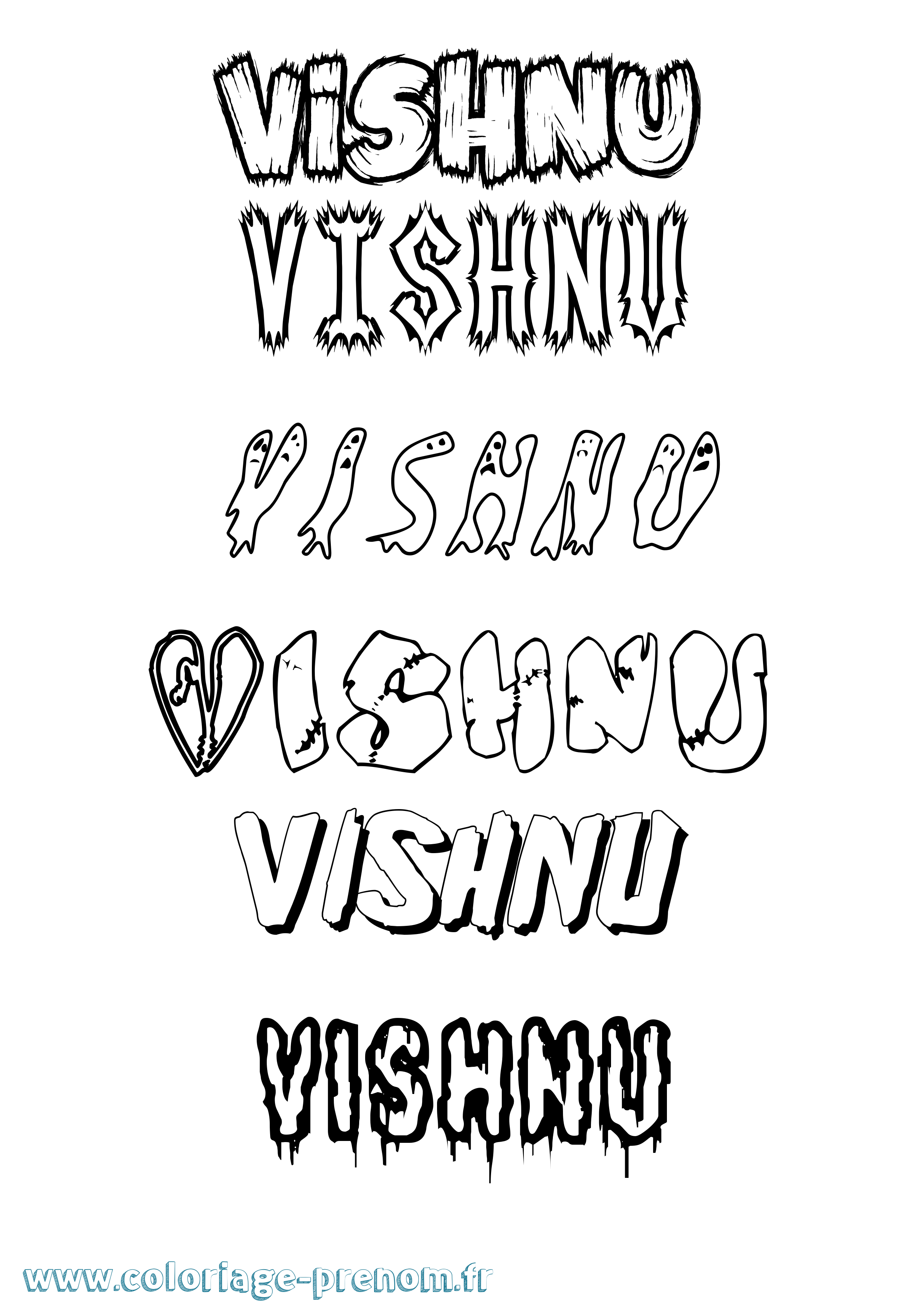 Coloriage Vishnu Frisson Coloriage prénom Vishnu Frisson