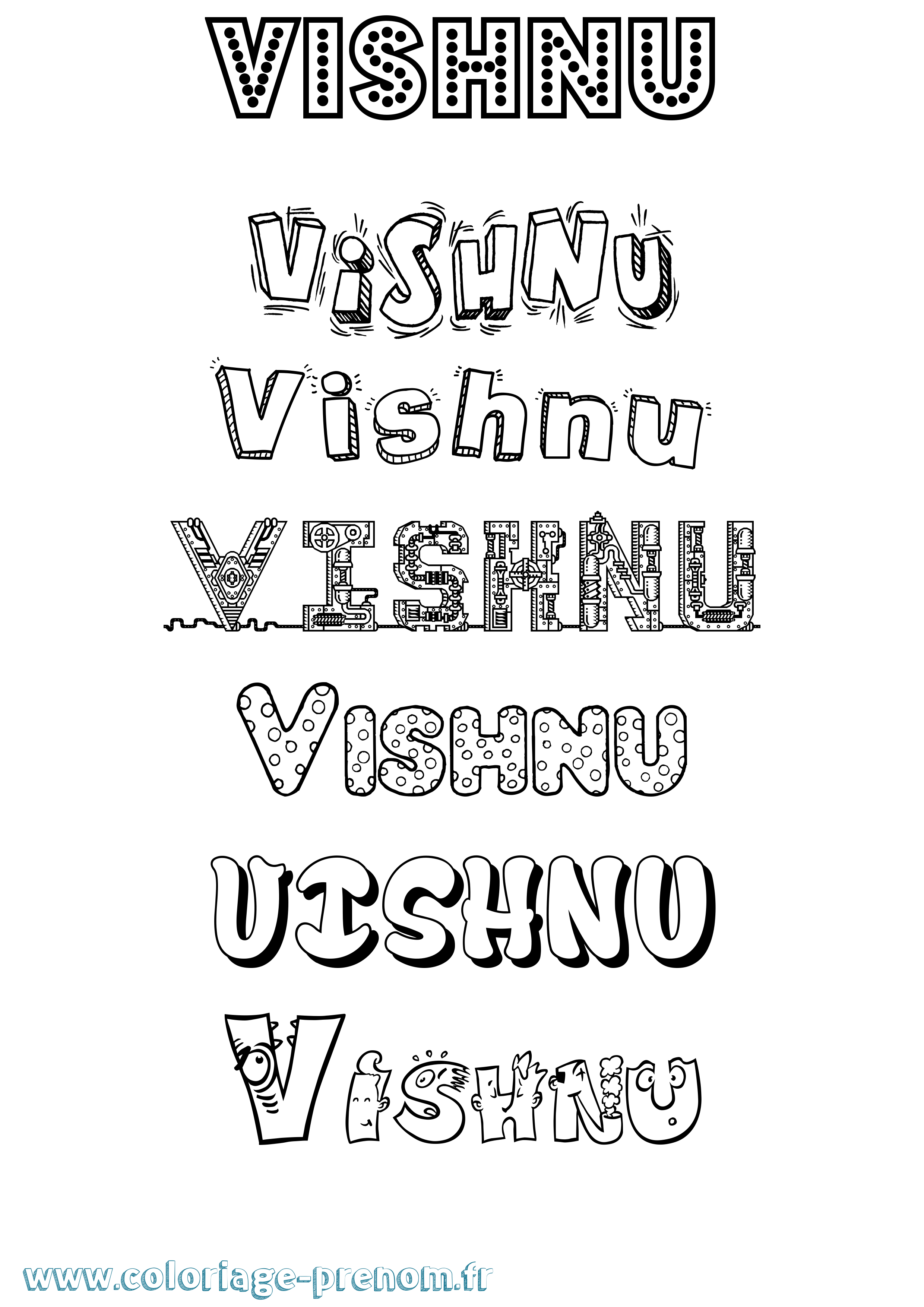 Coloriage Vishnu Fun Coloriage prénom Vishnu Fun