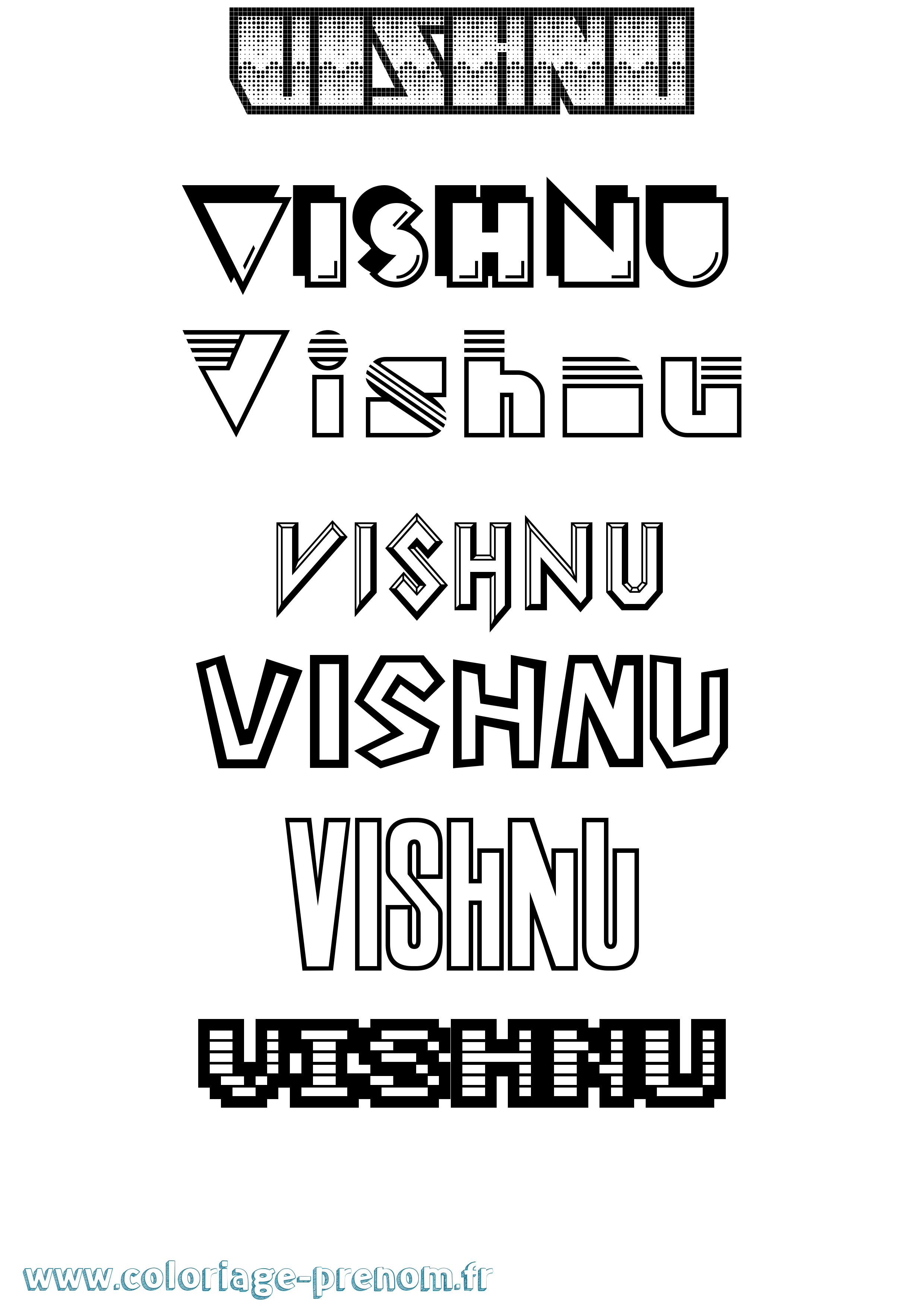 Coloriage Vishnu Jeux Vidéos Coloriage prénom Vishnu Jeux Vidéos