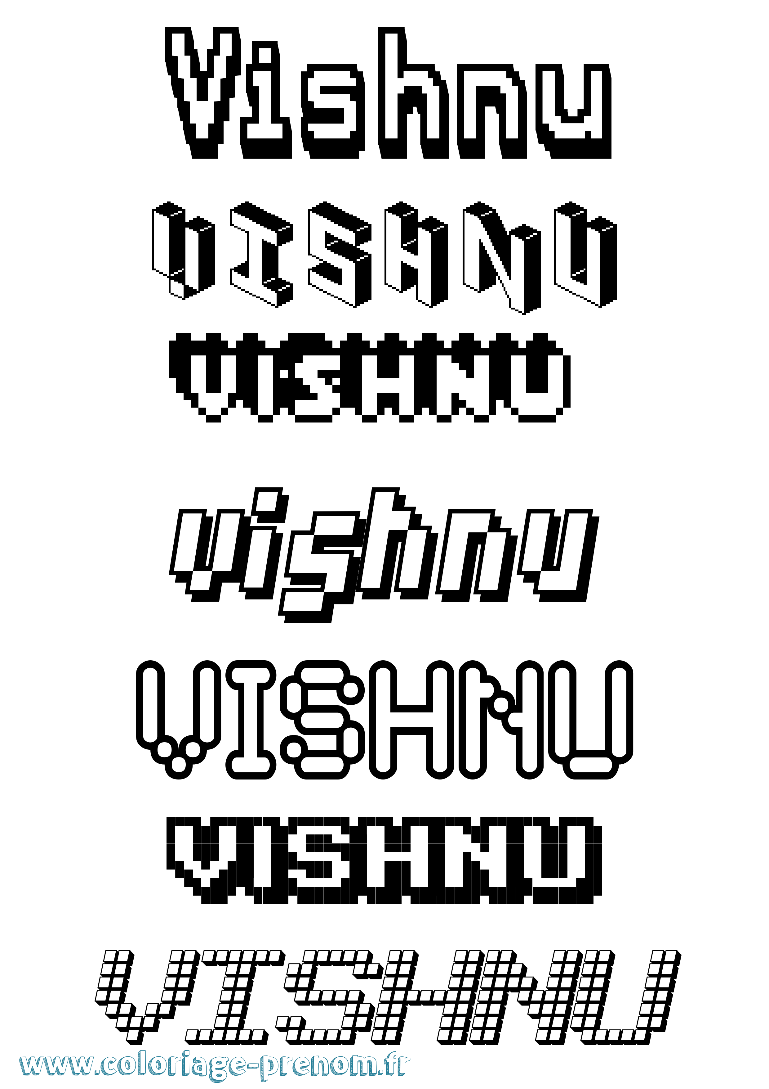 Coloriage Vishnu Pixel Coloriage prénom Vishnu Pixel