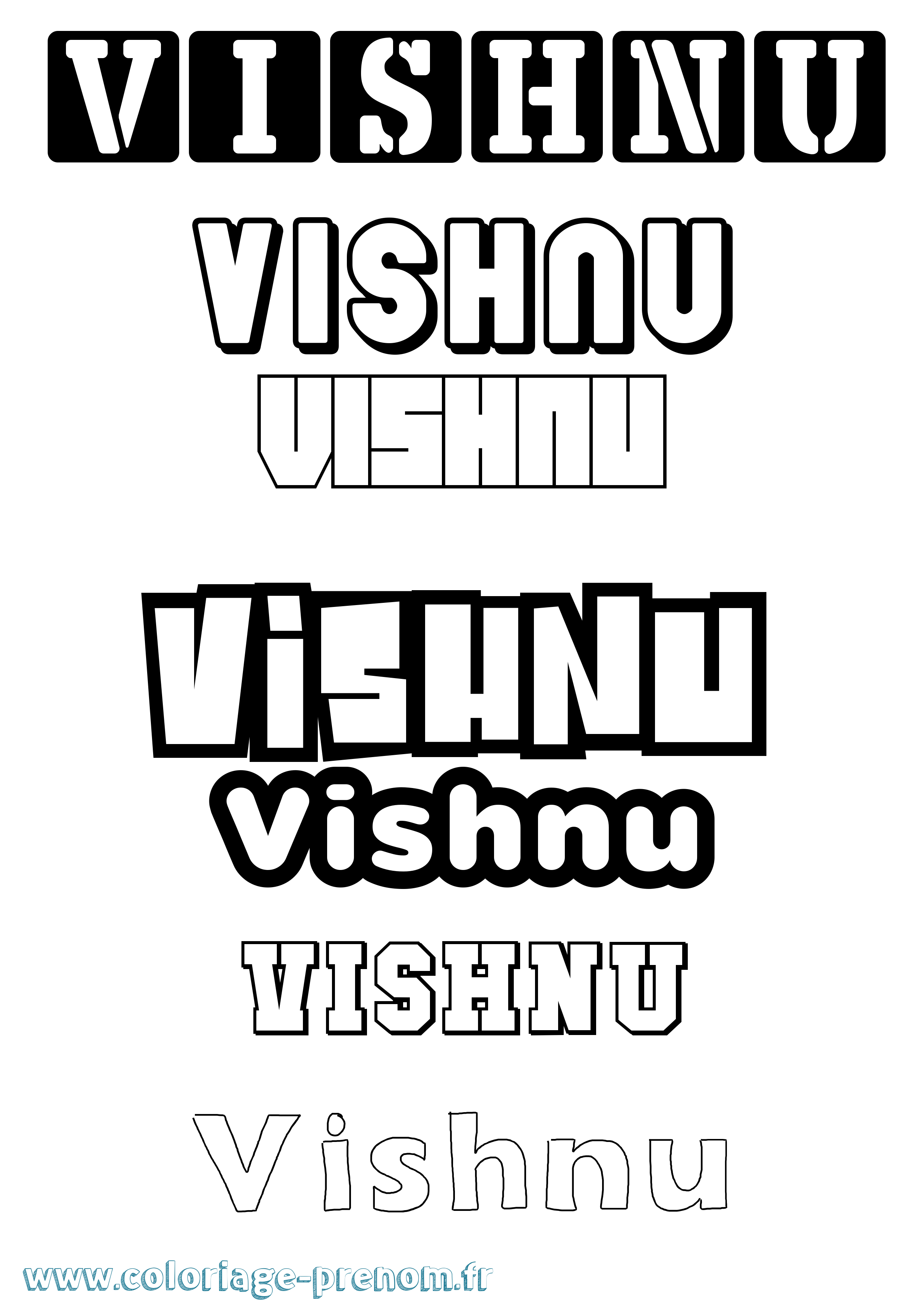 Coloriage Vishnu Simple Coloriage prénom Vishnu Simple
