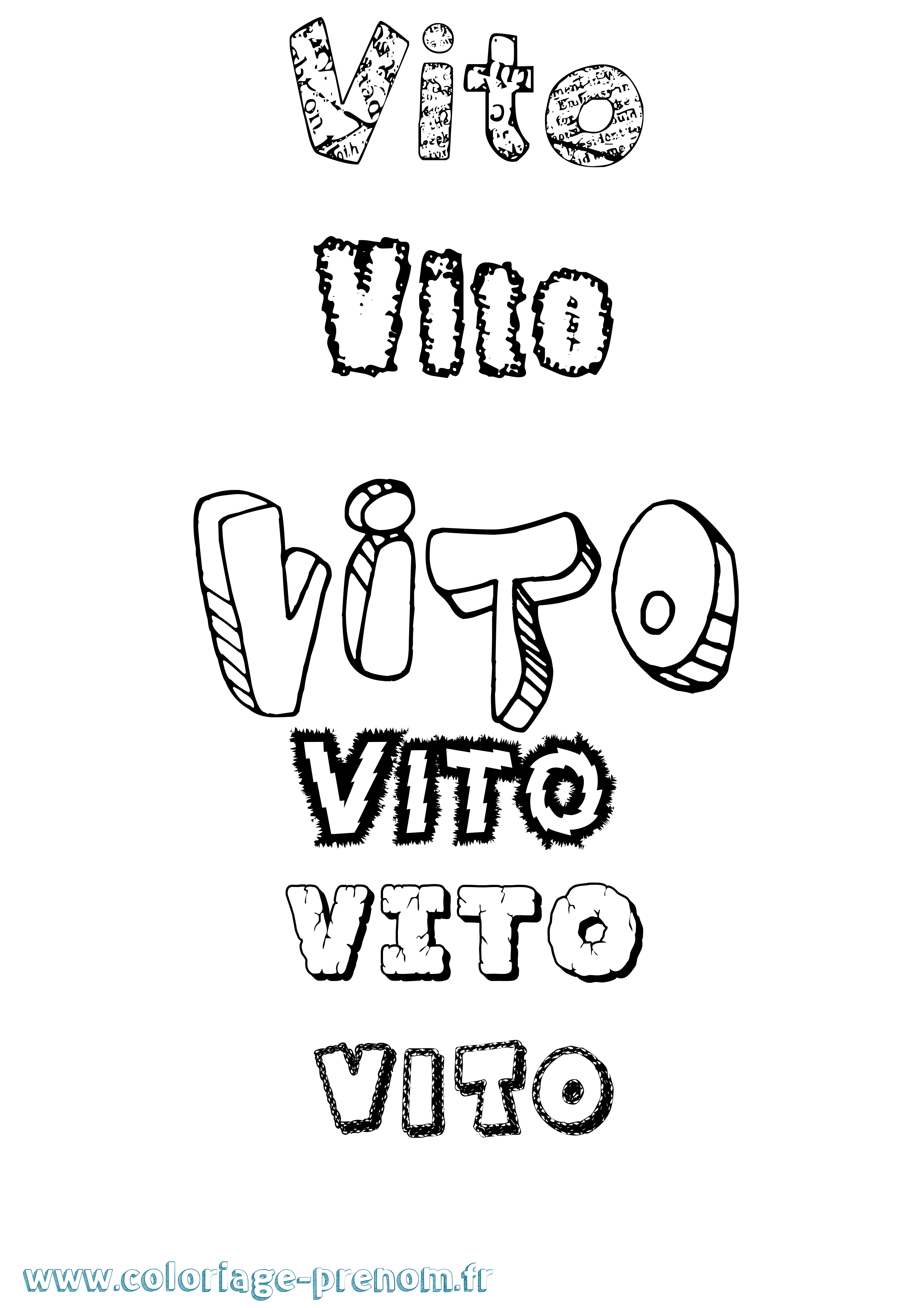 Coloriage Vito Destructuré Coloriage prénom Vito Destructuré