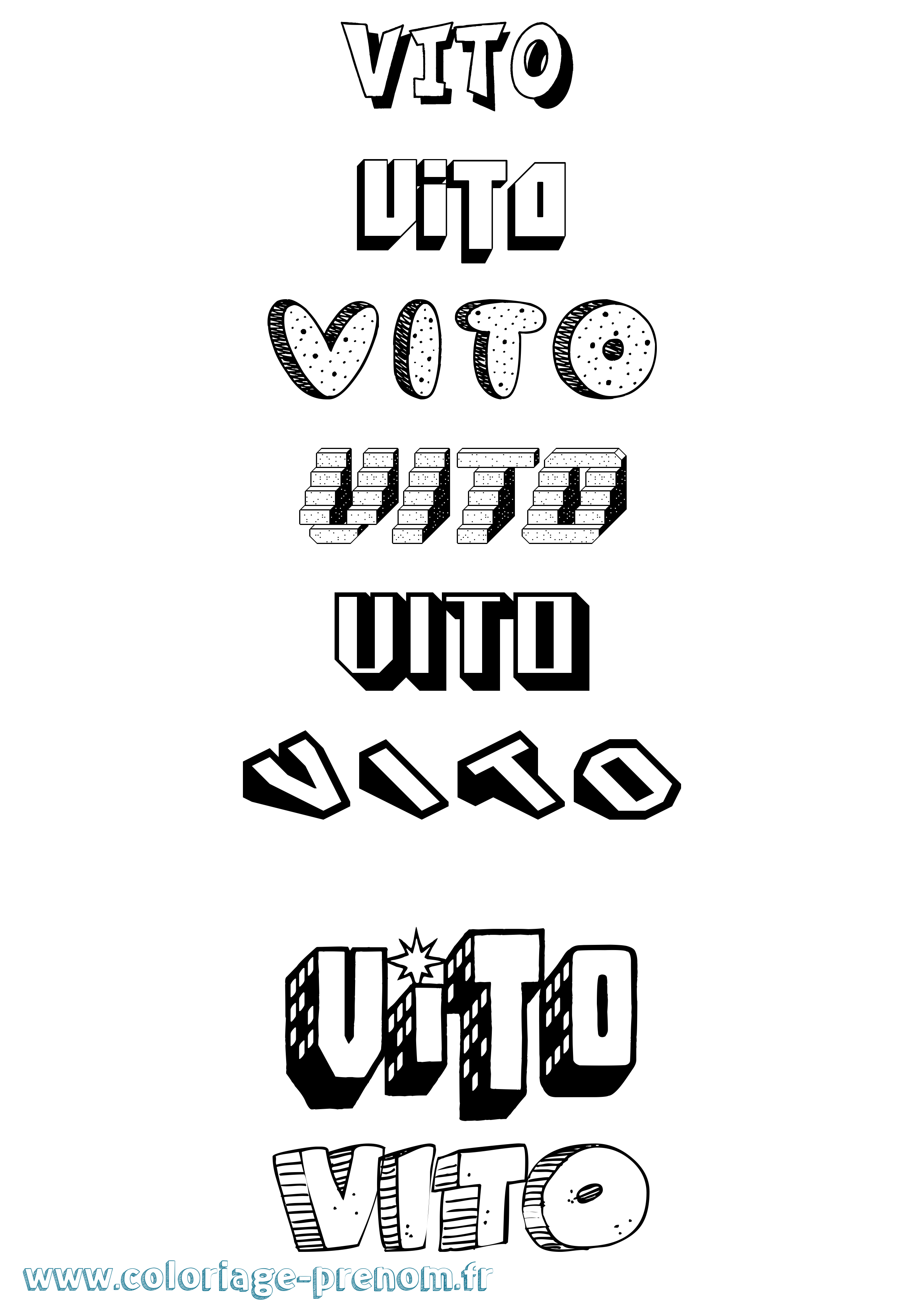 Coloriage Vito Effet 3D Coloriage prénom Vito Effet 3D