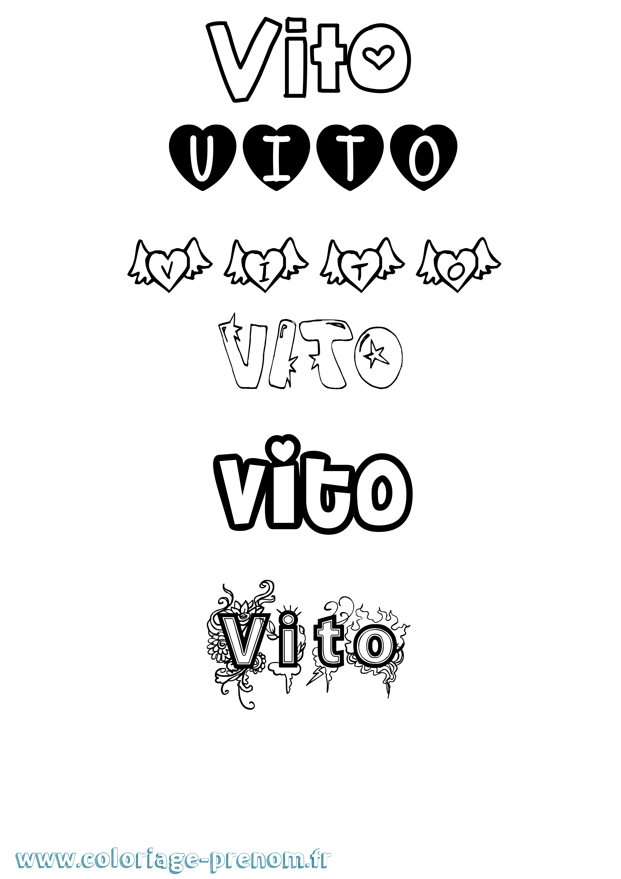 Coloriage Vito Girly Coloriage prénom Vito Girly