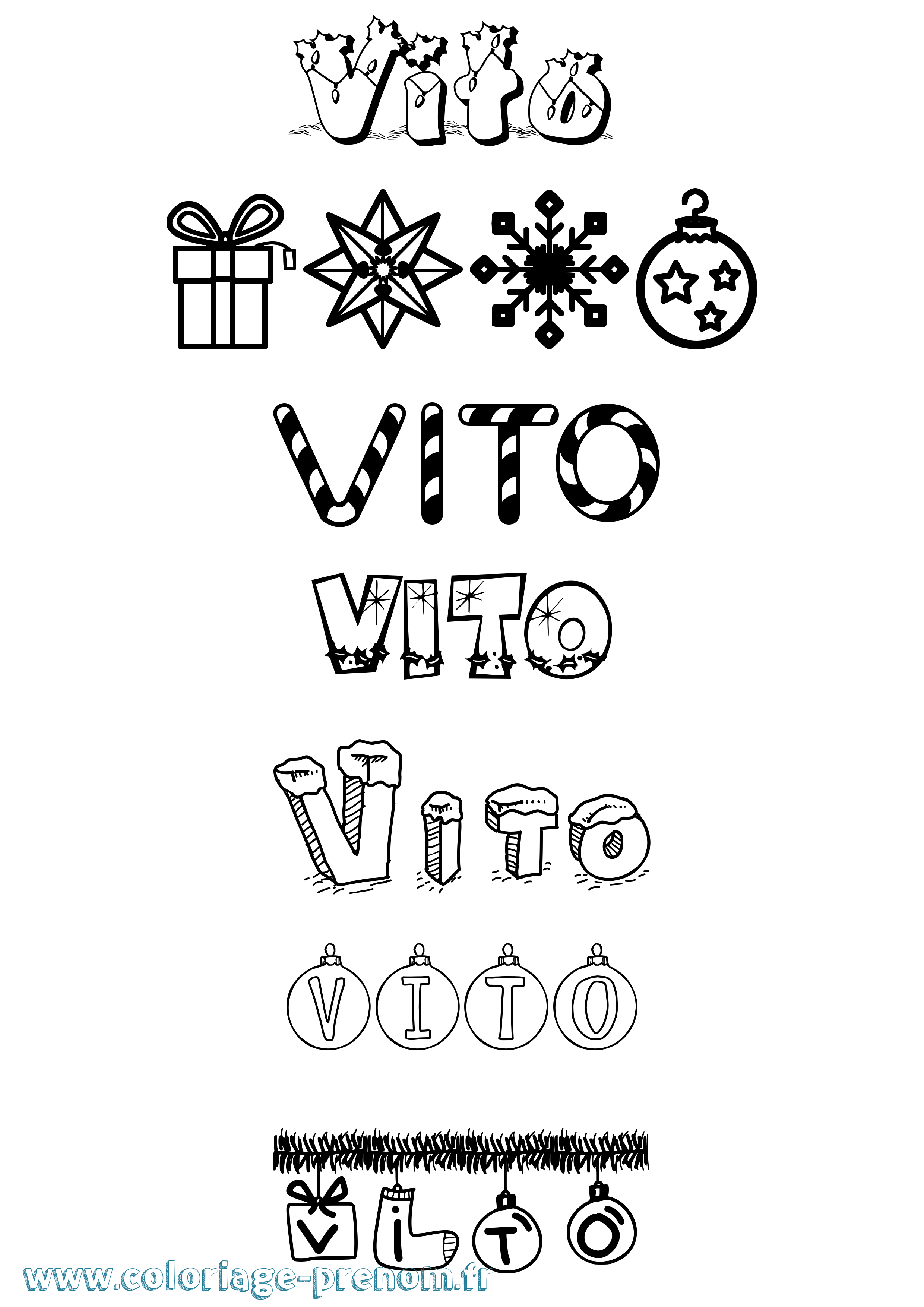 Coloriage Vito Noël Coloriage prénom Vito Noël