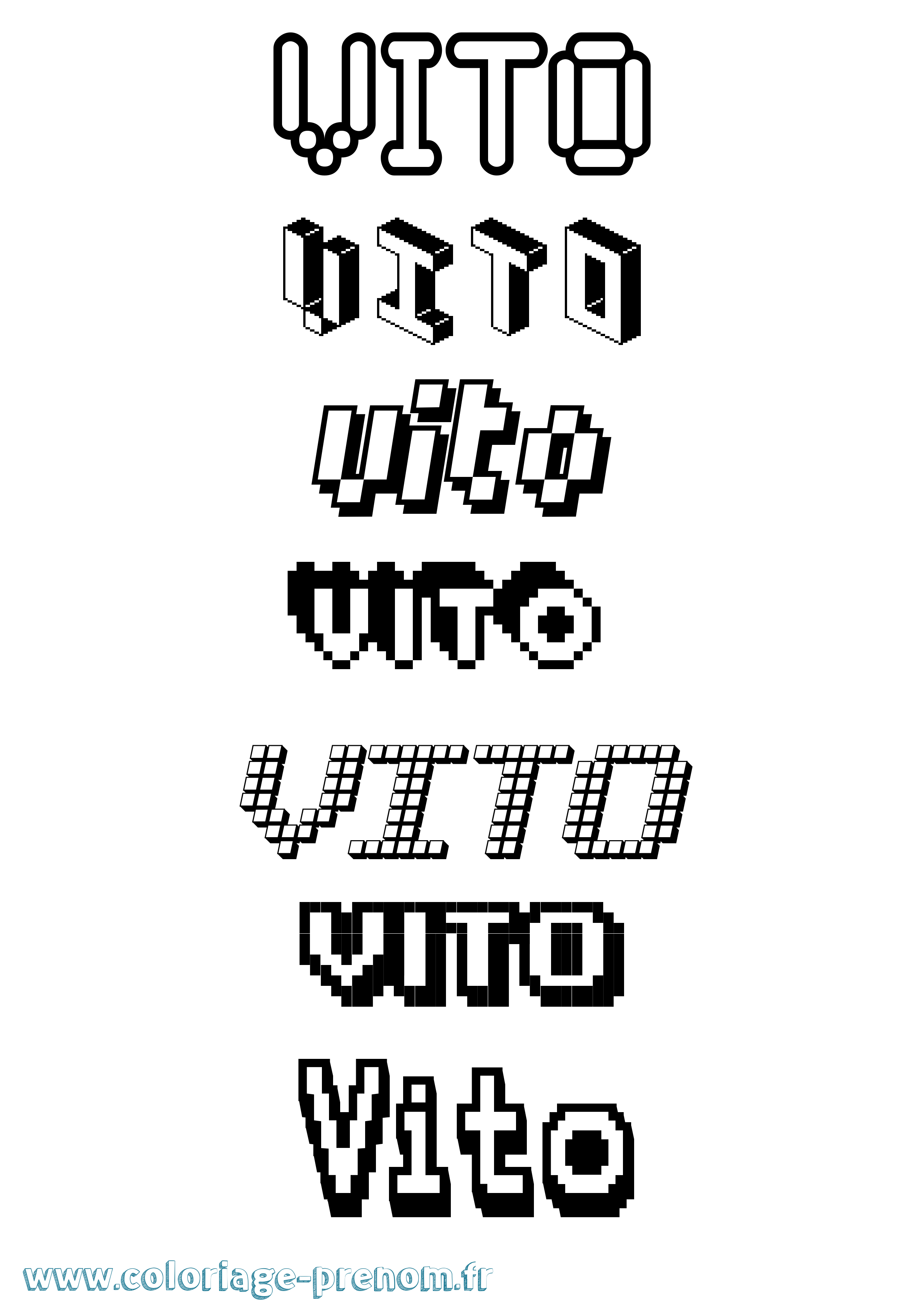 Coloriage Vito Pixel Coloriage prénom Vito Pixel