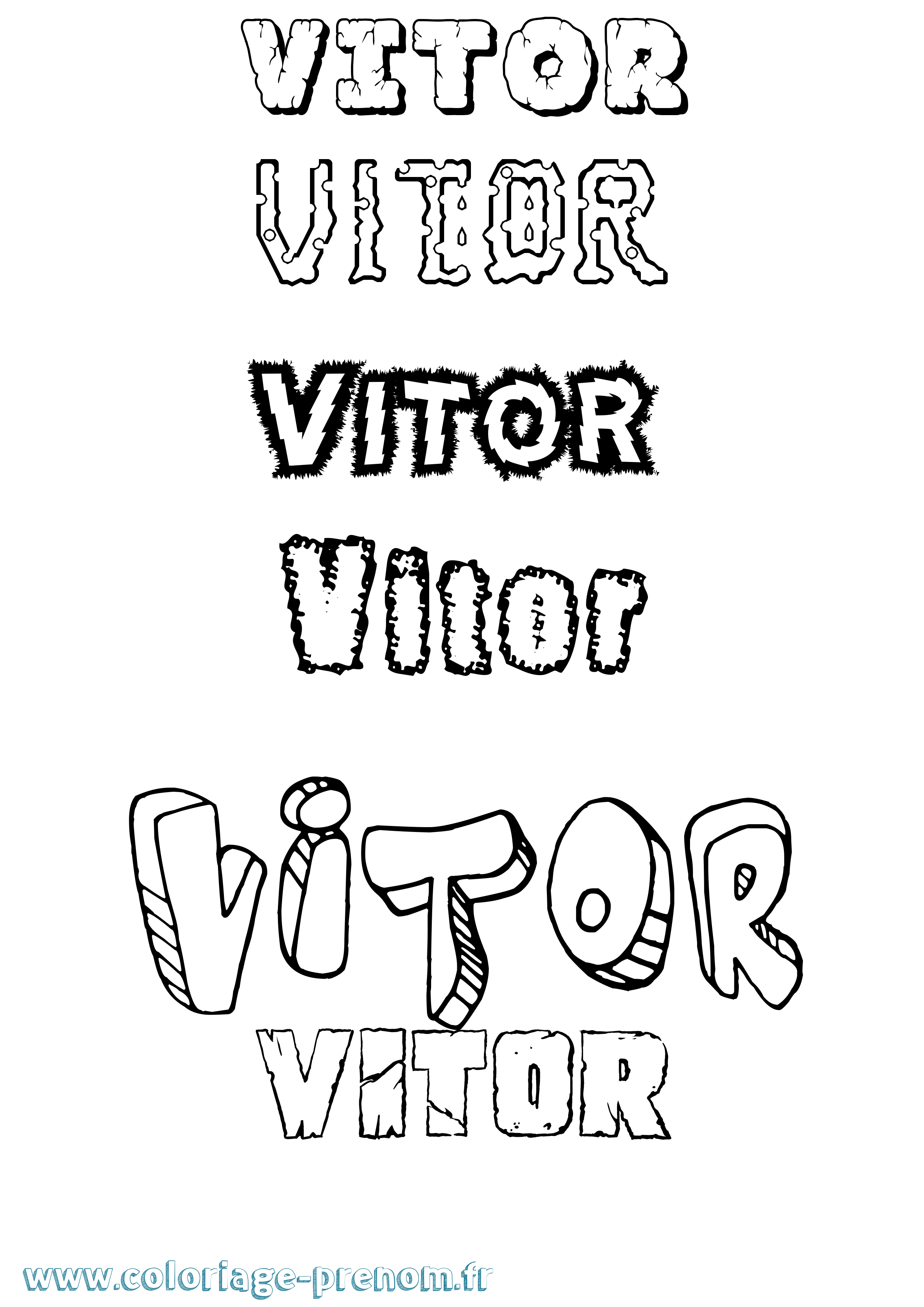 Coloriage prénom Vitor Destructuré