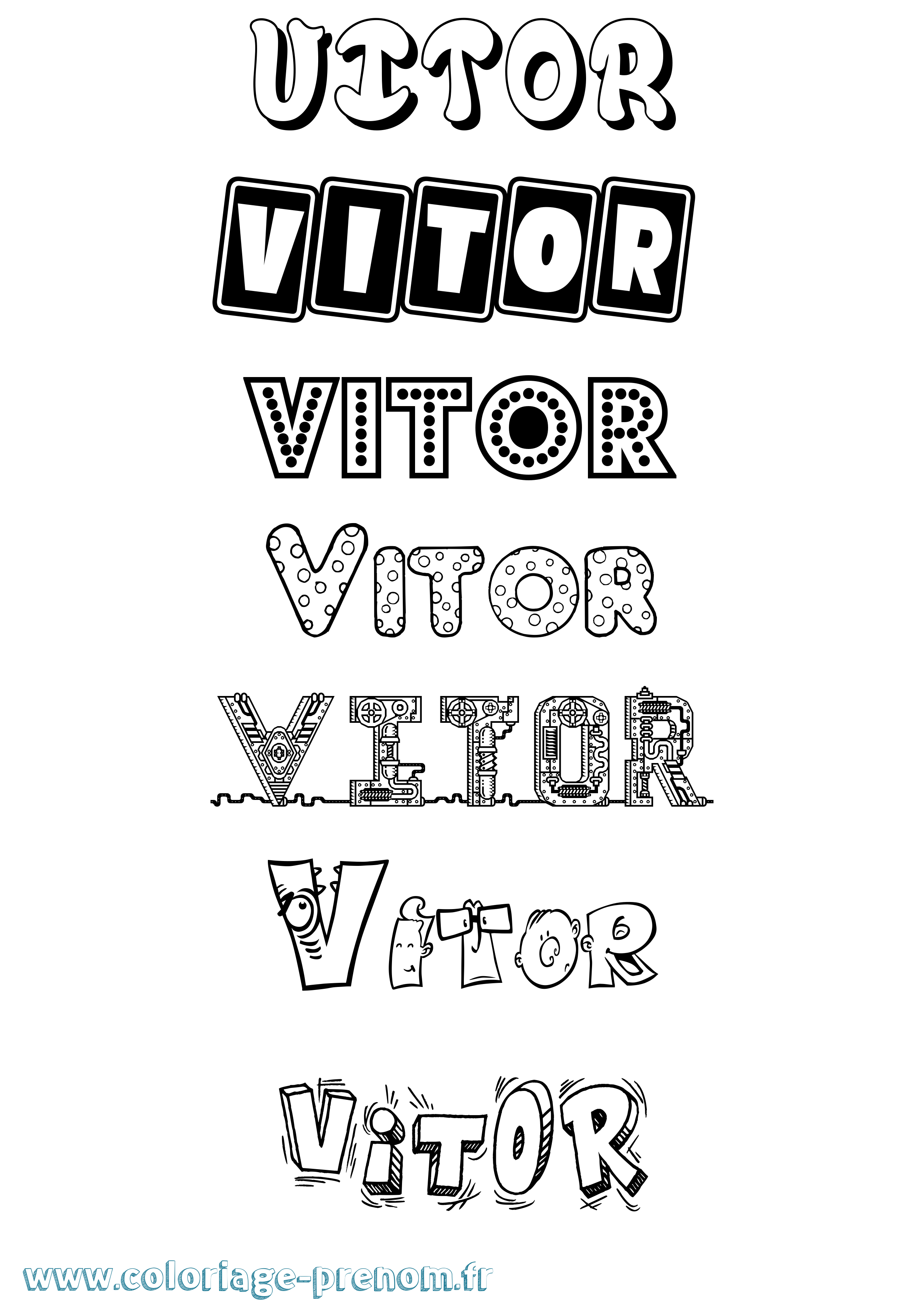 Coloriage prénom Vitor Fun
