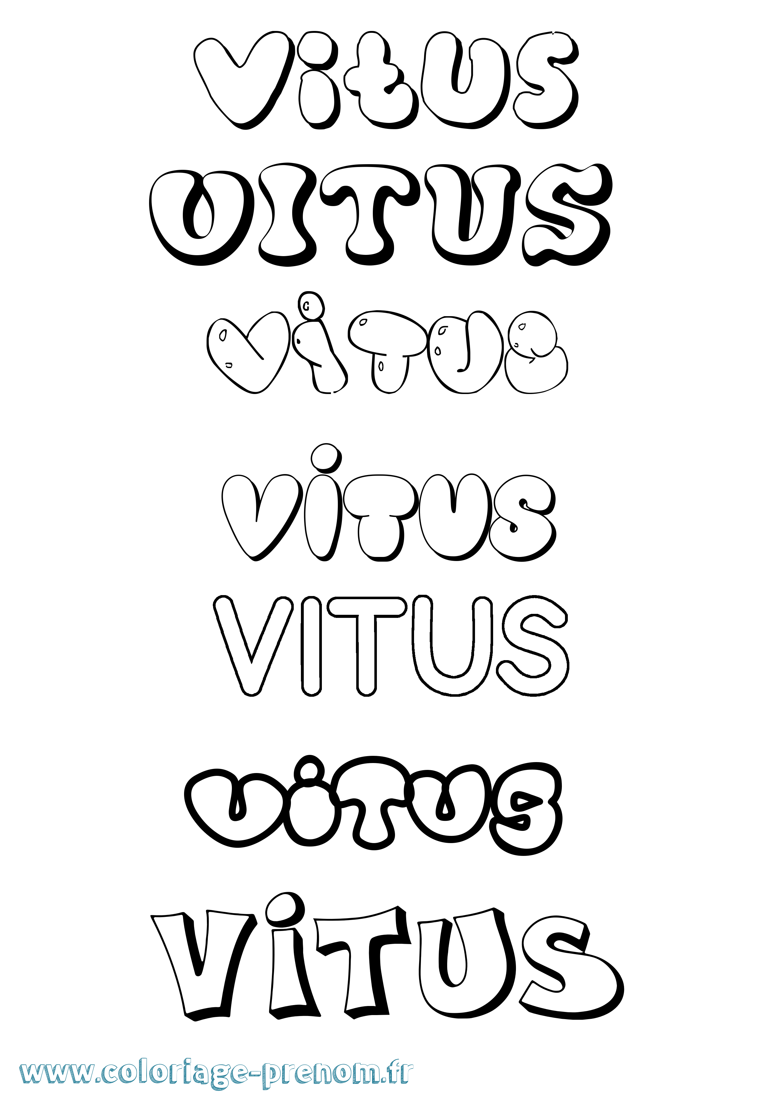 Coloriage prénom Vitus Bubble